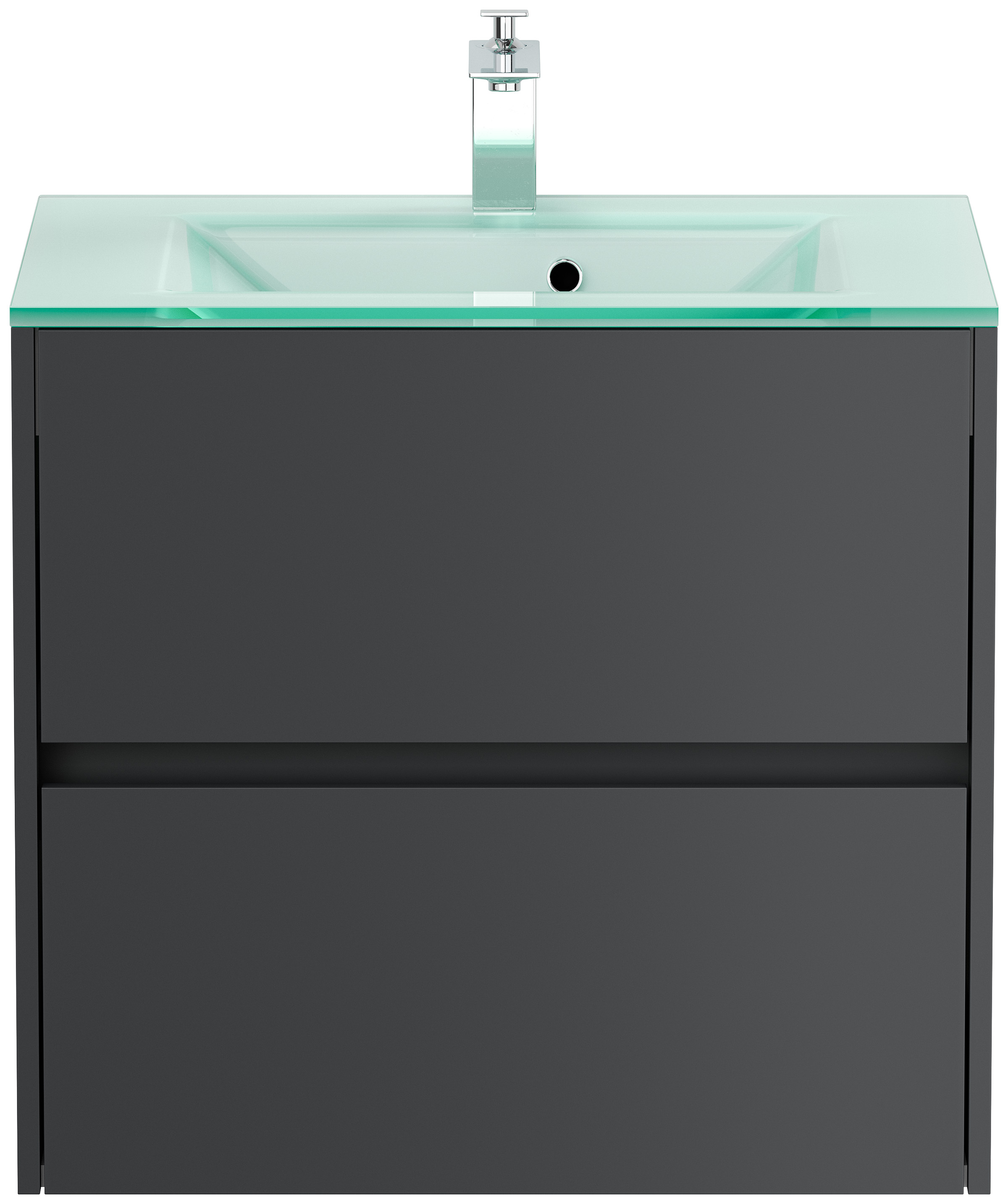 Badmöbel Lina & Waschtisch 70cm 2 Greifraum SoftClose Auszüge grafit