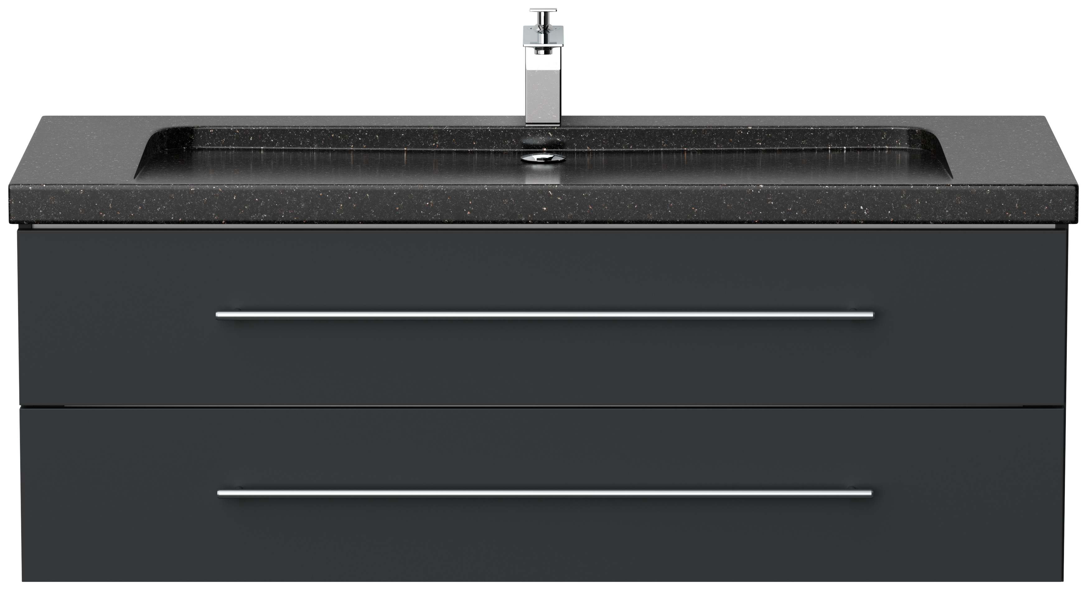 Badmöbel Granit Galaxy Black Damo 130 cm 1 Hahnloch SoftClose grafit