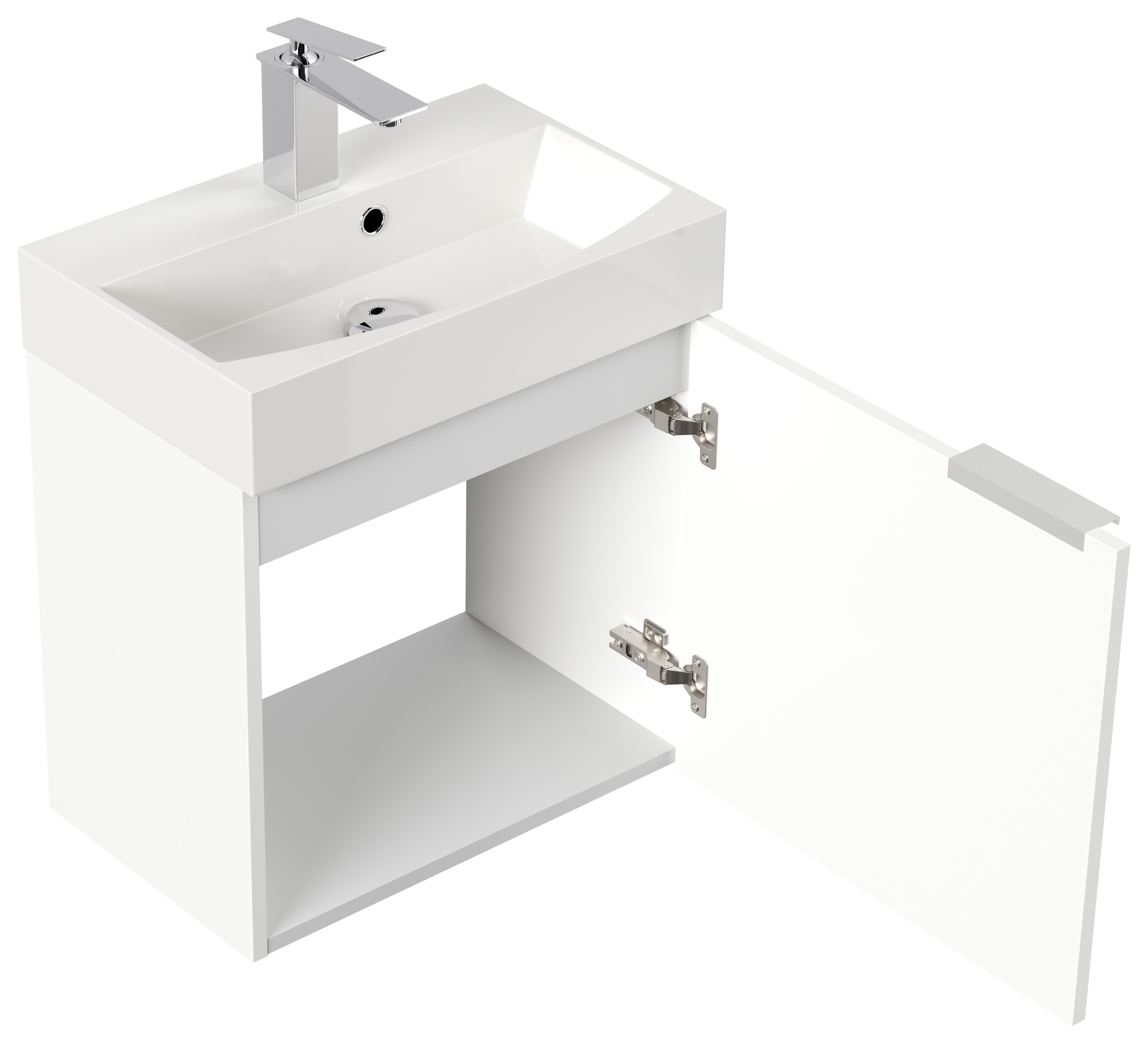 Gäste WC Badmöbel Kubus Slimline 50cm SoftClose weiß hochglanz