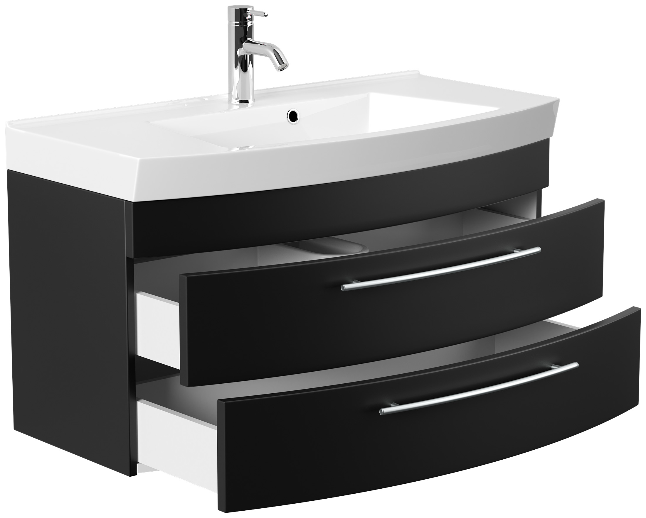 Badmöbel Bella 100 mit runder Front SoftClose schwarz