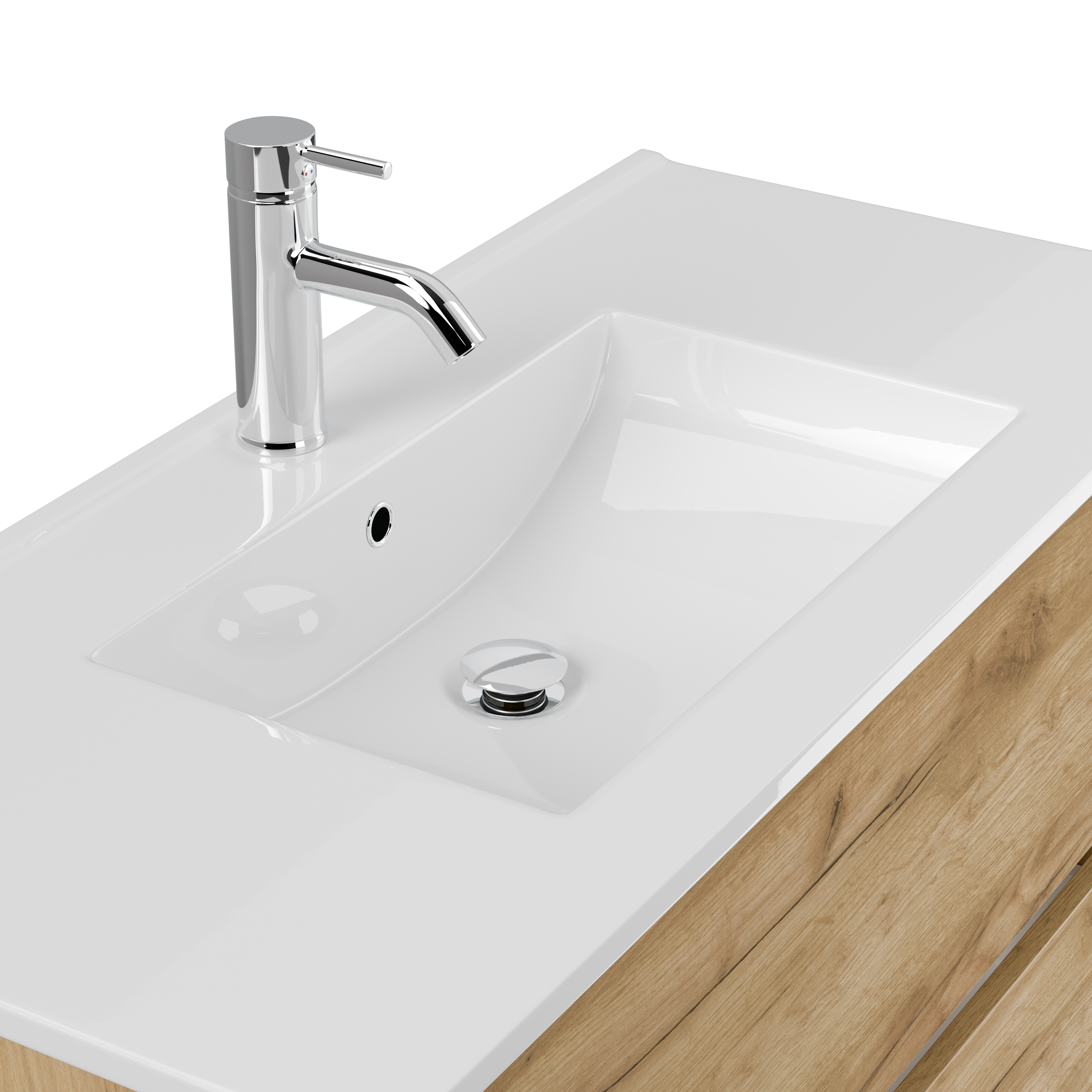 Badmöbel Set Taifun 3tlg. 100 cm mit Spiegelschrank & Hochschrank  eiche gold