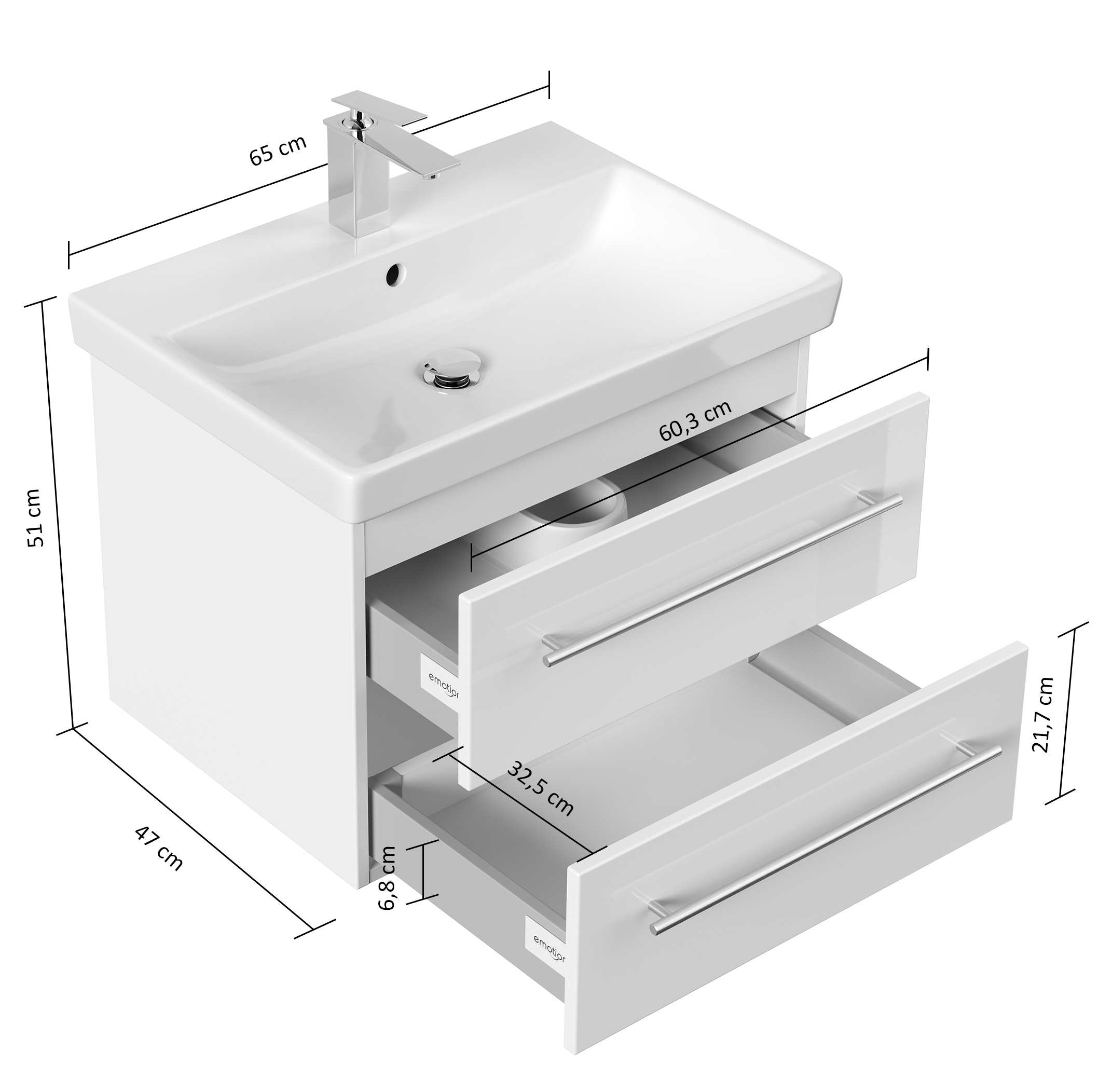 Badmöbel mit Villeroy & Boch Avento Waschbecken 65cm SoftClose silbereiche
