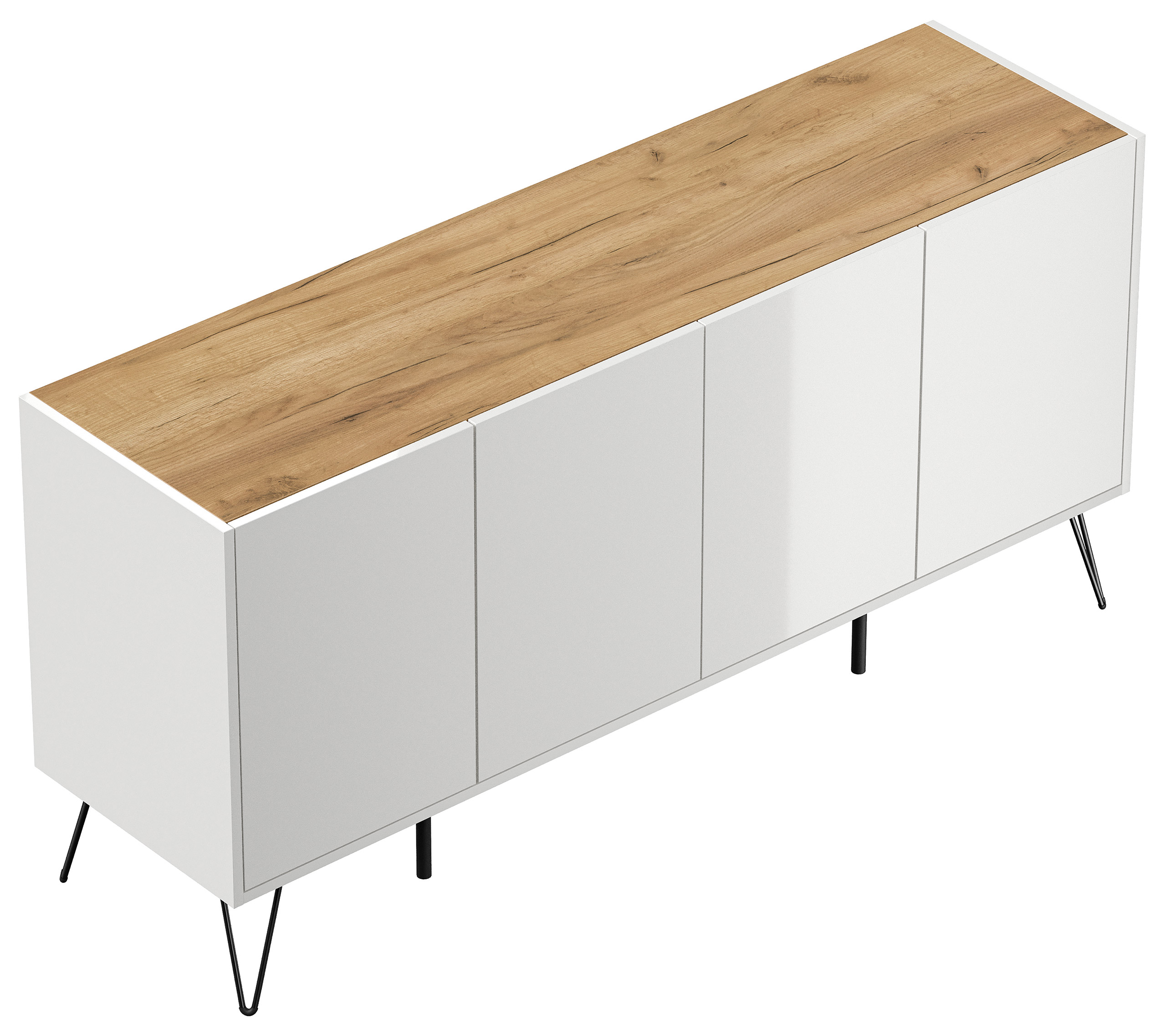 Raumwunder XL Sideboard Kommode Maxim 155cm stehend 4 Türen Grafit/Eiche Top