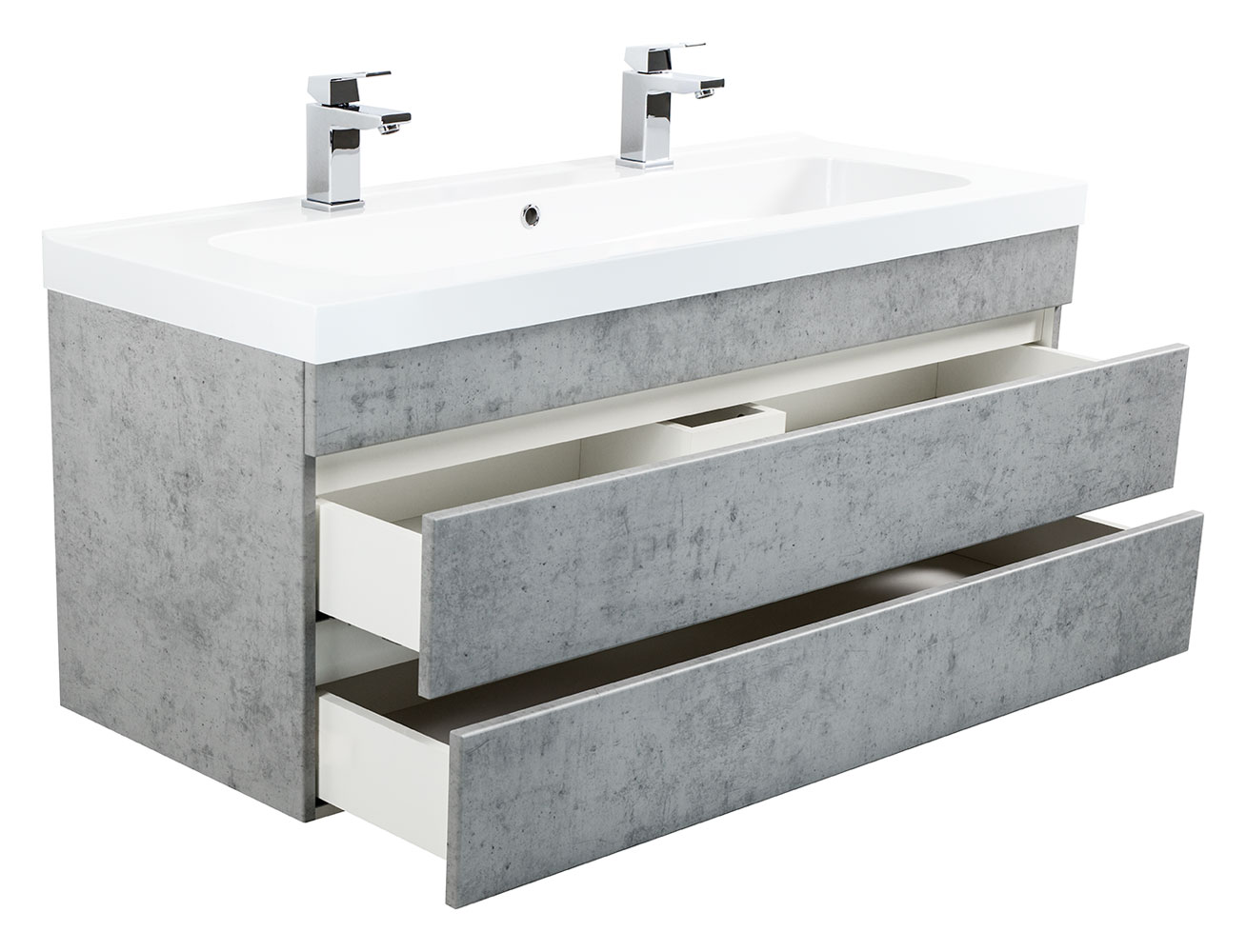 Badmöbel Talis 120 Doppelbadmöbel SoftClose beton mit grifflosen Schubladen
