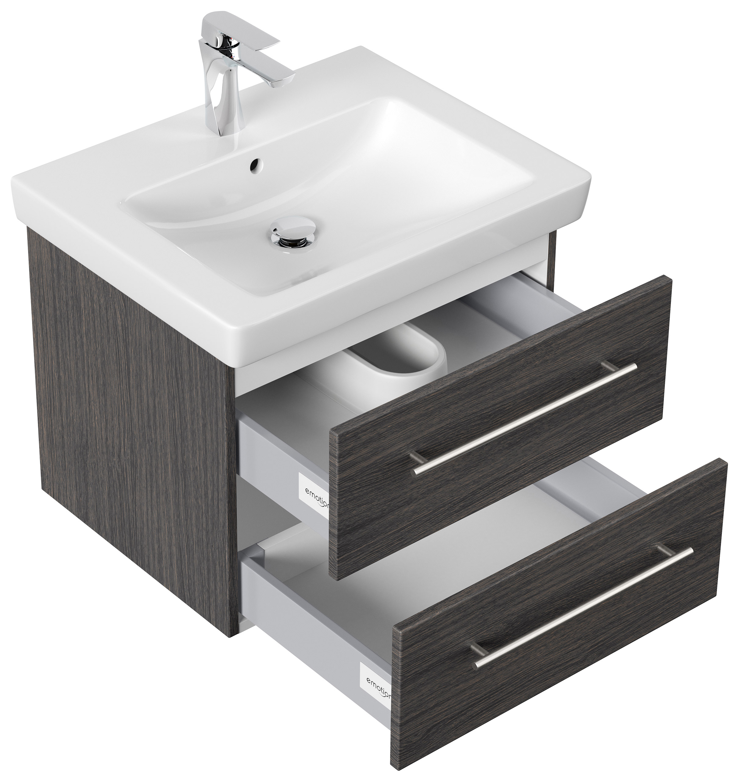 Badmöbel mit Villeroy & Boch Subway 2.0 Waschbecken 60 cm anthrazit gemasert