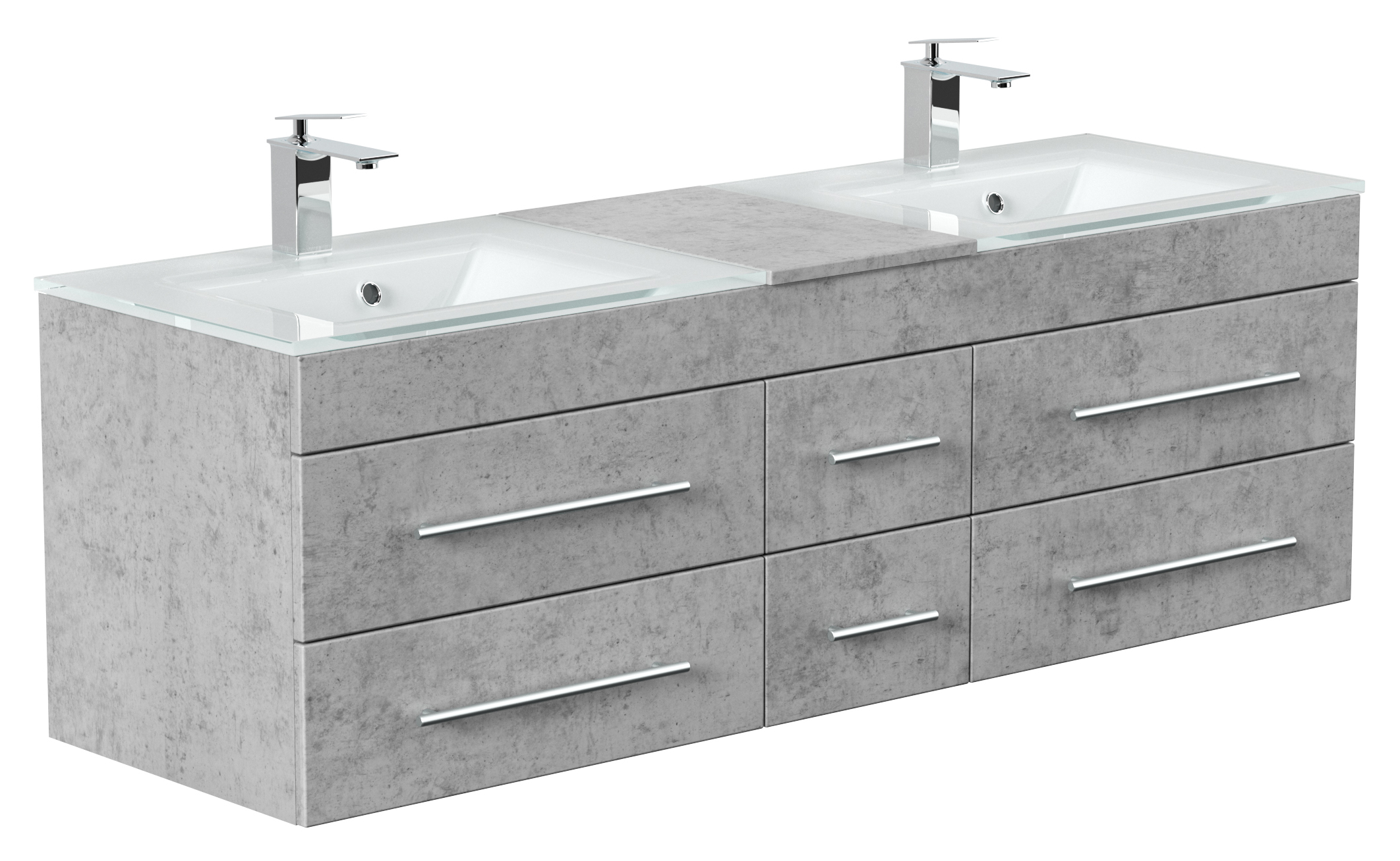 Badmöbel Vitro XL mit Doppel-Glasbecken SoftClose beton