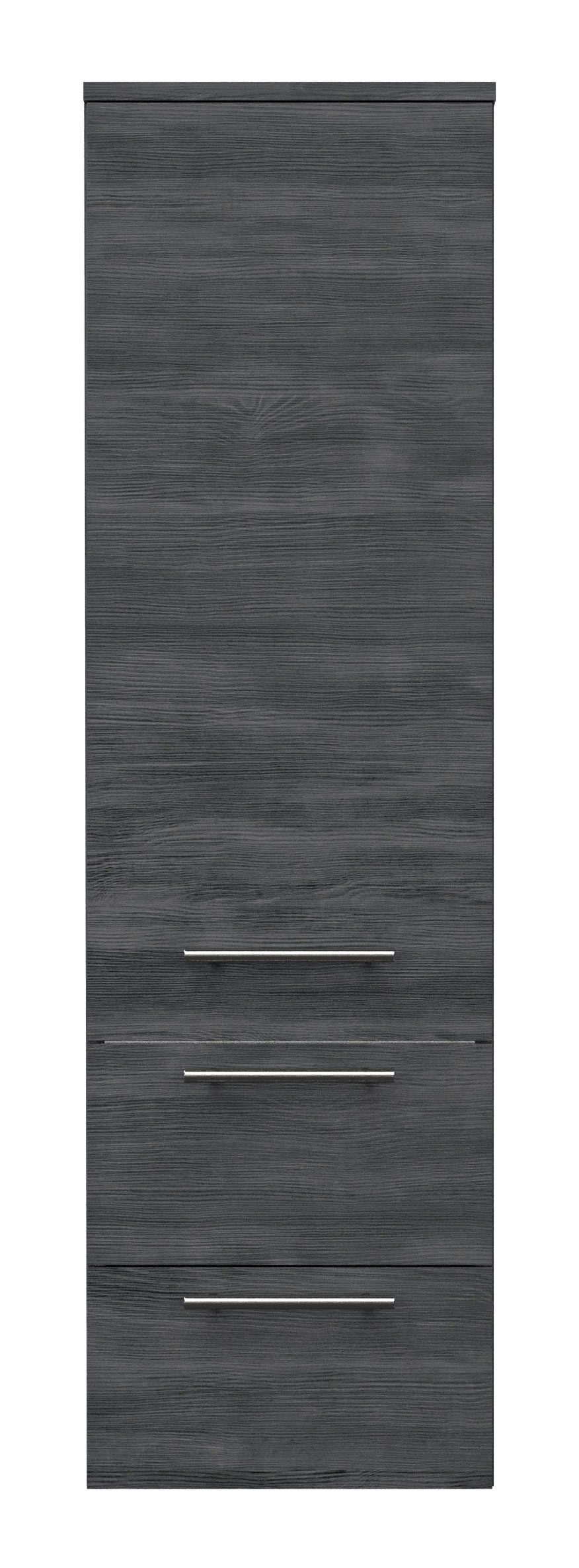 Hochschrank 120 cm in Graphit mit Glaseinlagen