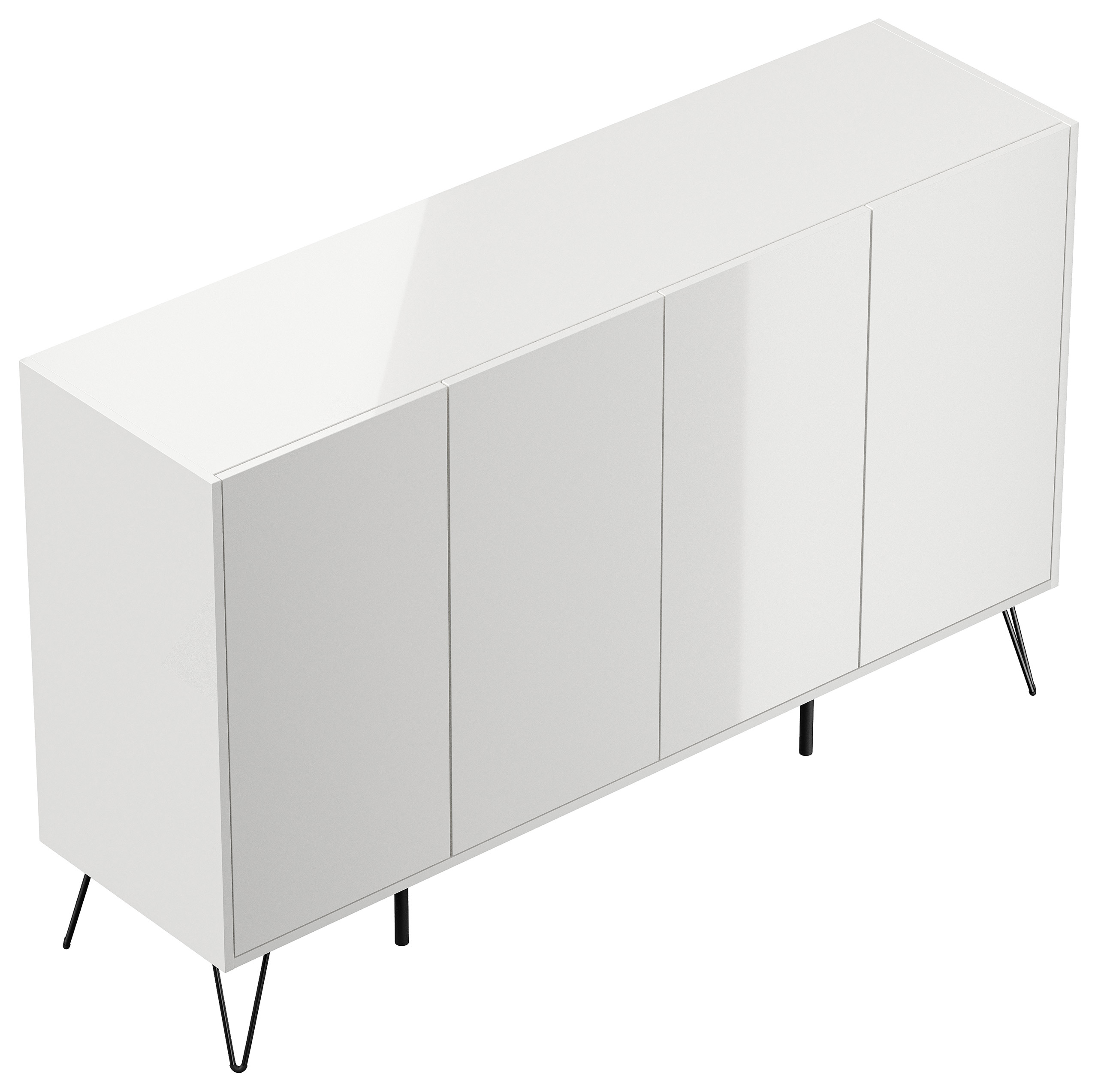 Design Sideboard Kommode Rana 155cm 4 Softclose Türen Weiß hochglanz