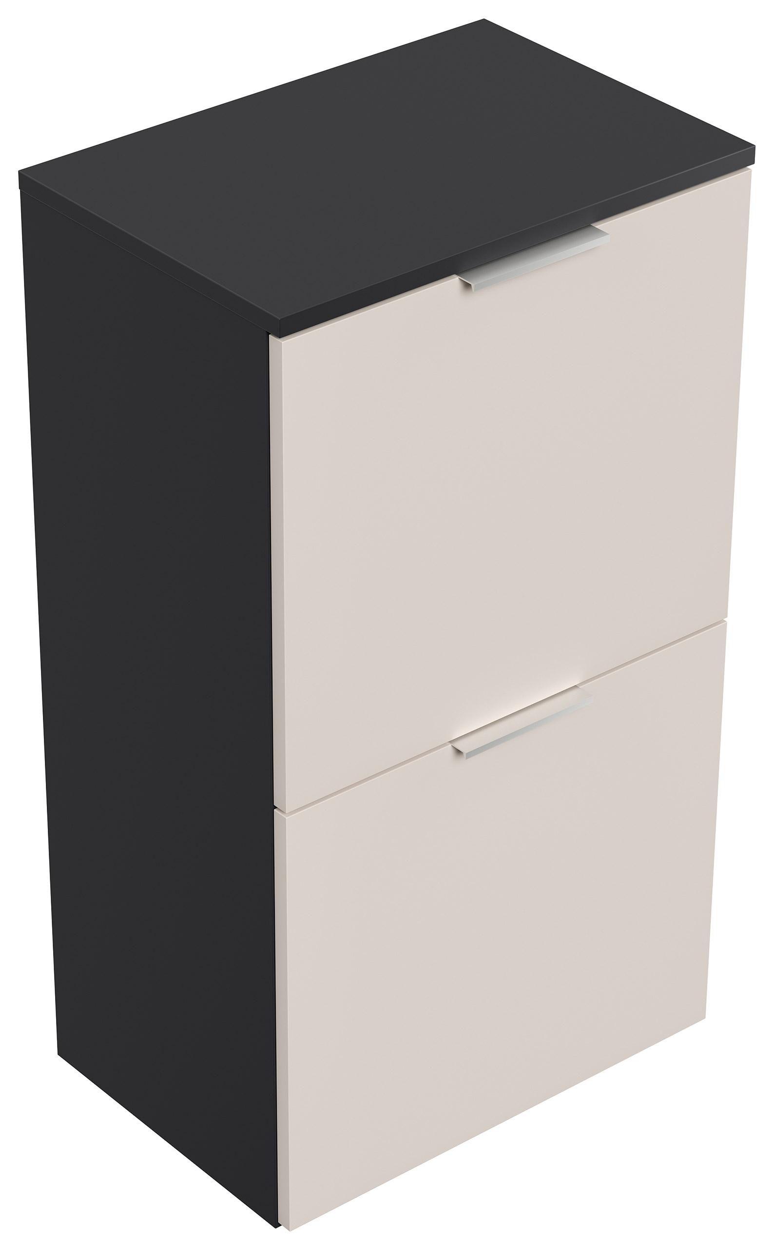 Schuhschrank Domus-S hängend 2 Klappen 8 Paar Schuhe lackiert Creme-Grafit