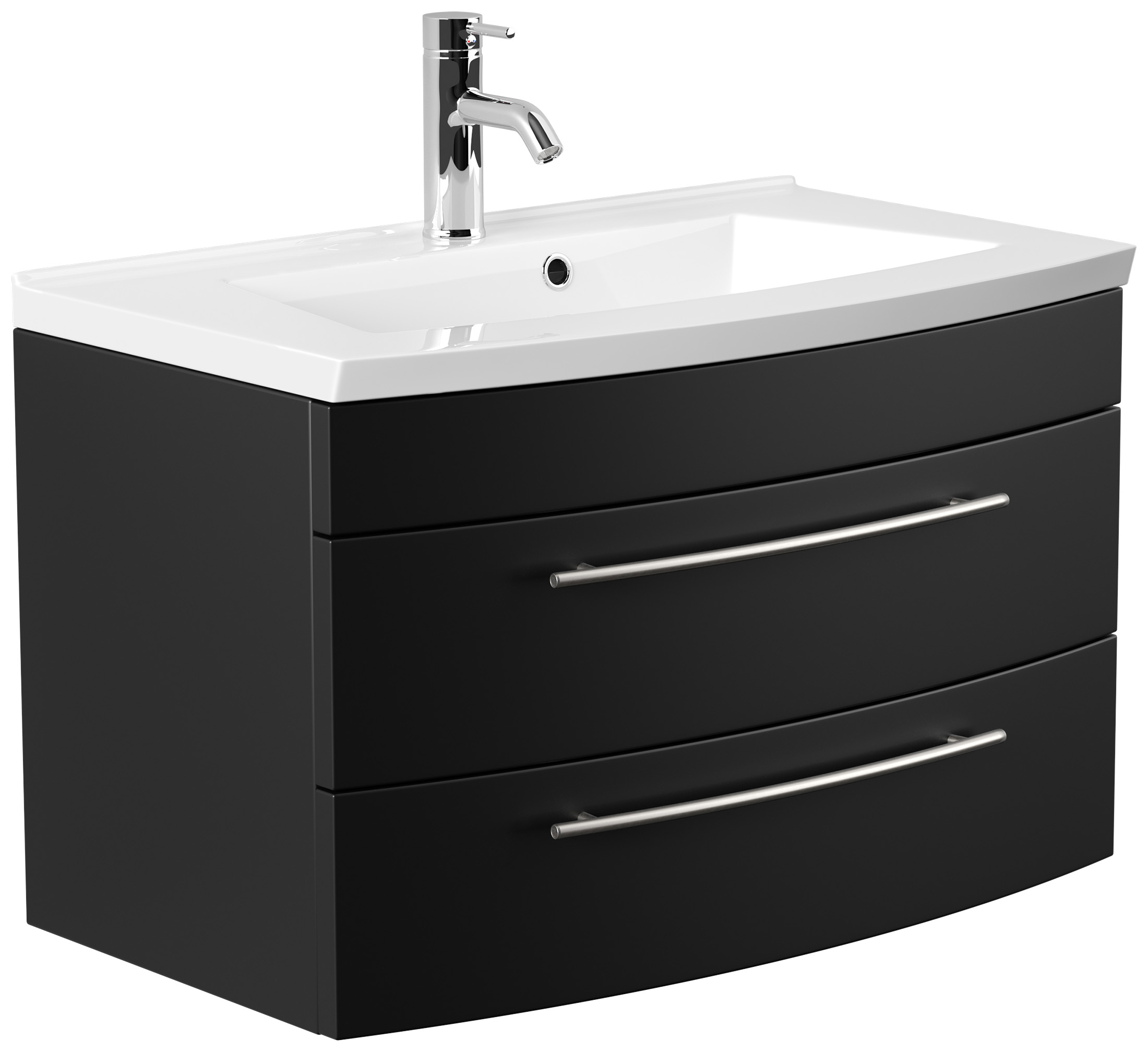 Badmöbel Bella 80 mit runder Front SoftClose schwarz
