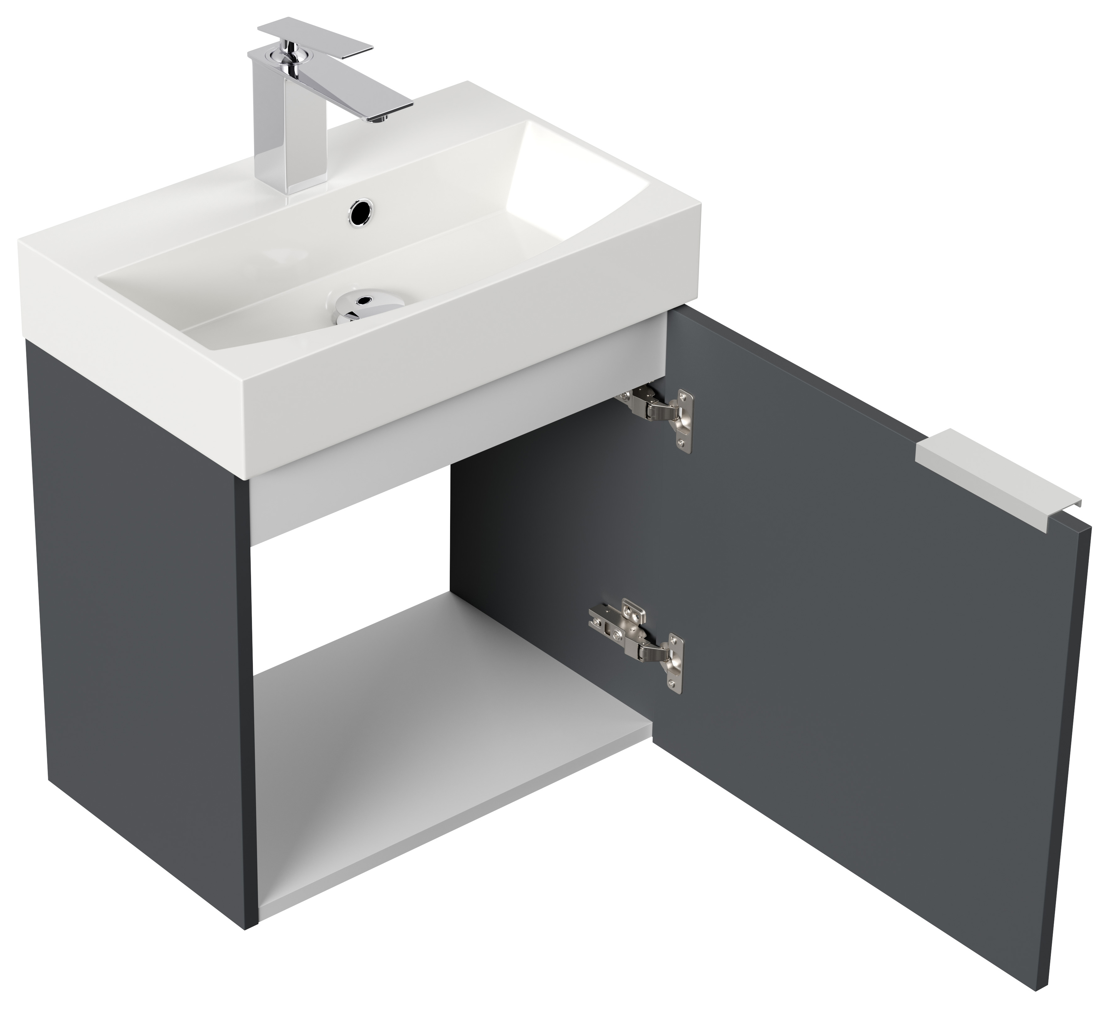 Gäste WC Badmöbel Kubus Slimline 50cm SoftClose grafit