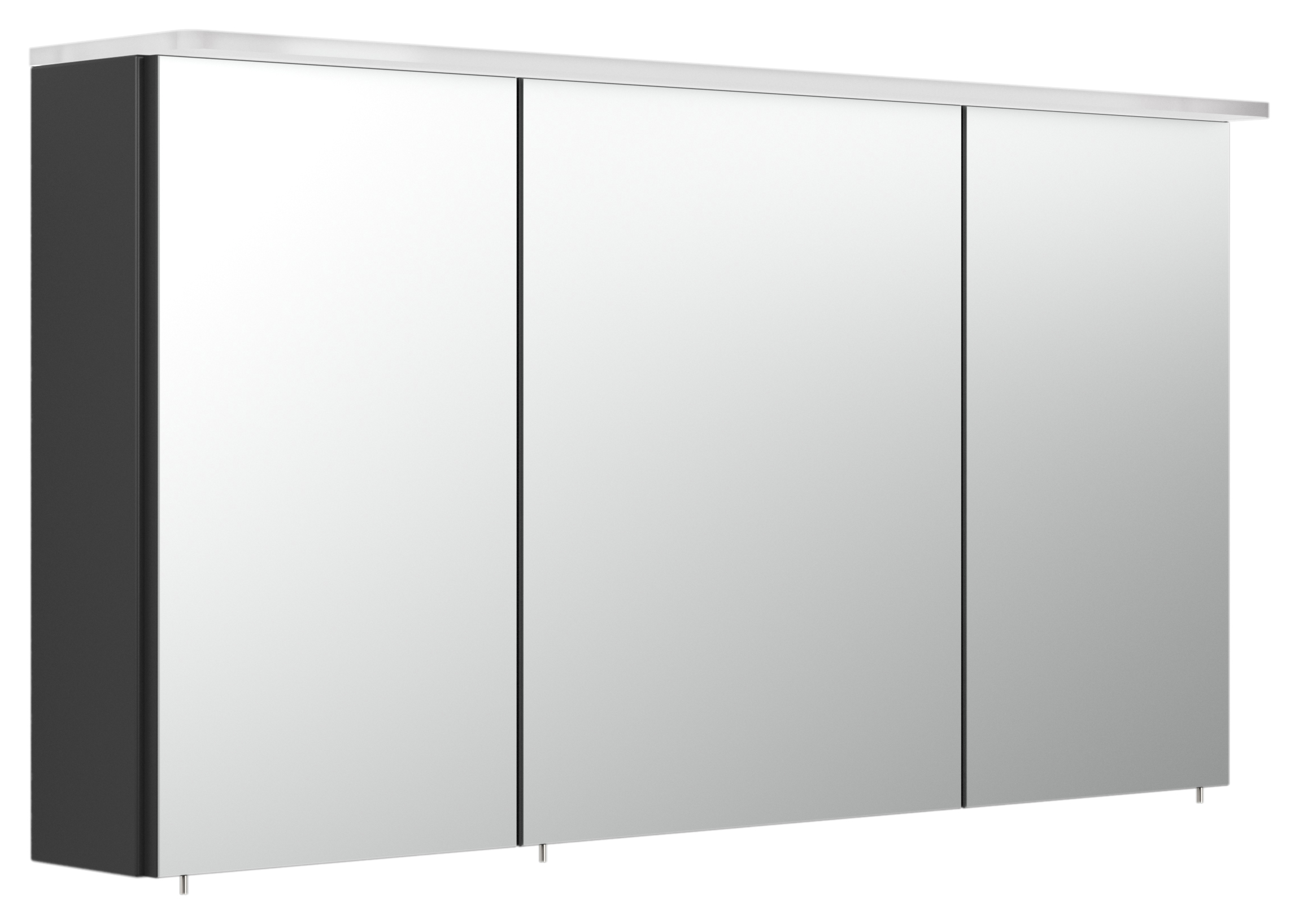 Spiegelschrank 120cm inkl. Design Acryl-Lampe und Glasböden schwarz