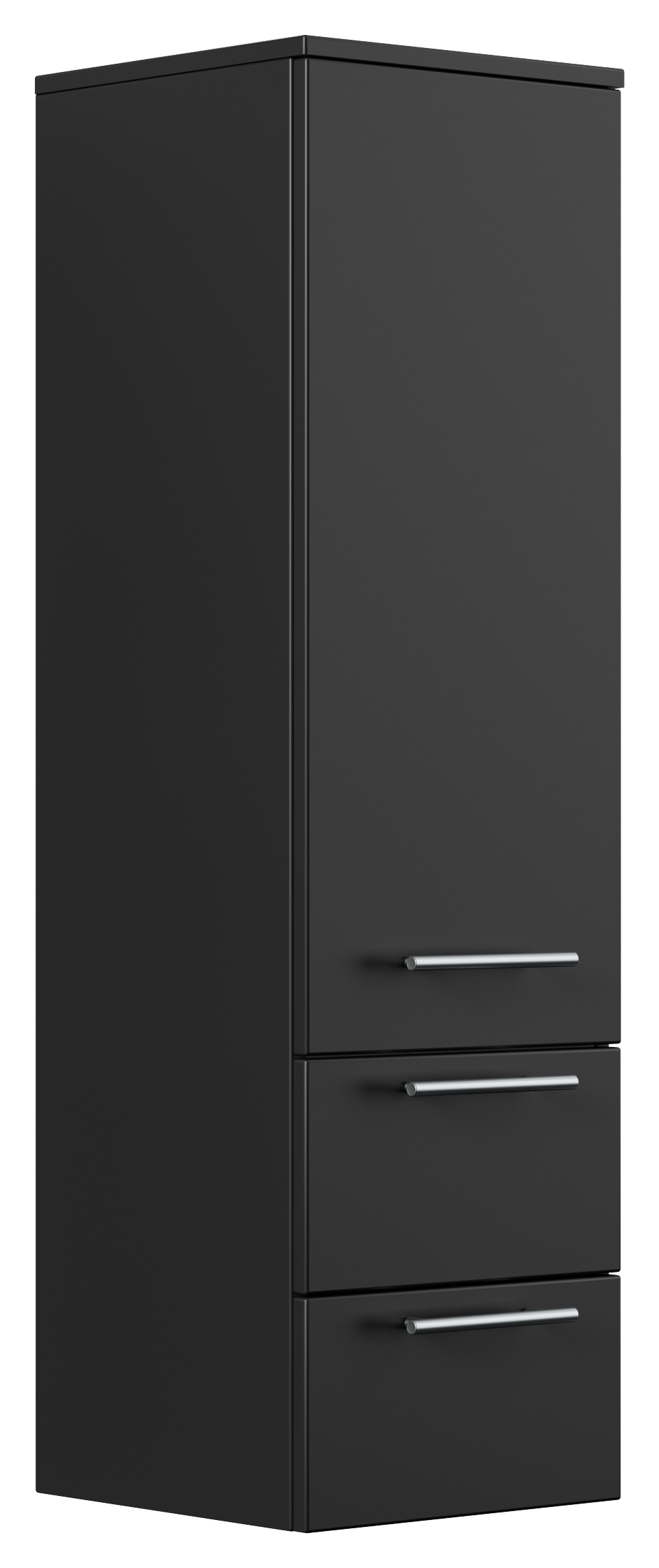 Hochschrank 120 cm schwarz mit Glaseinlagen