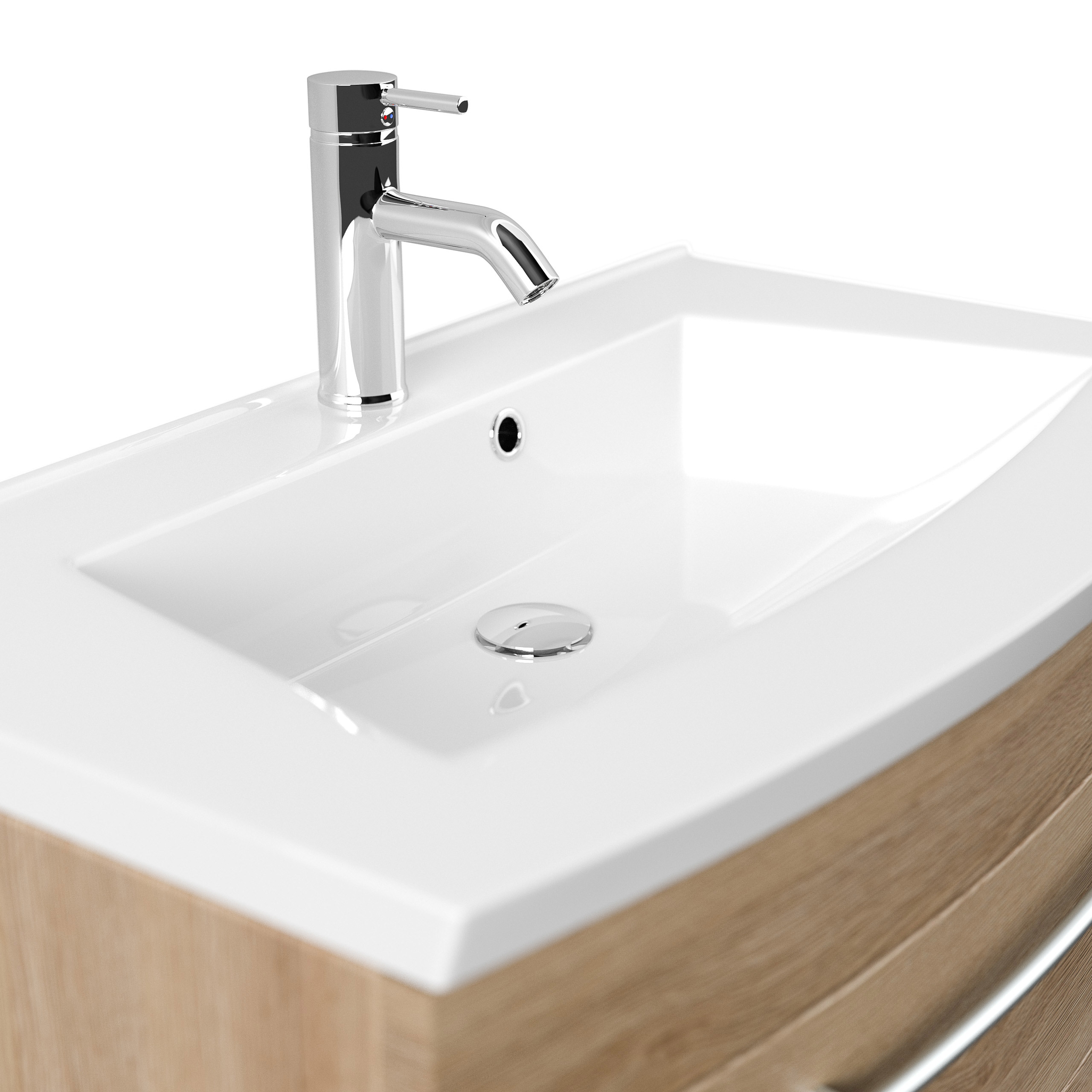 Badmöbel Bella 80 mit runder Front SoftClose eiche hell