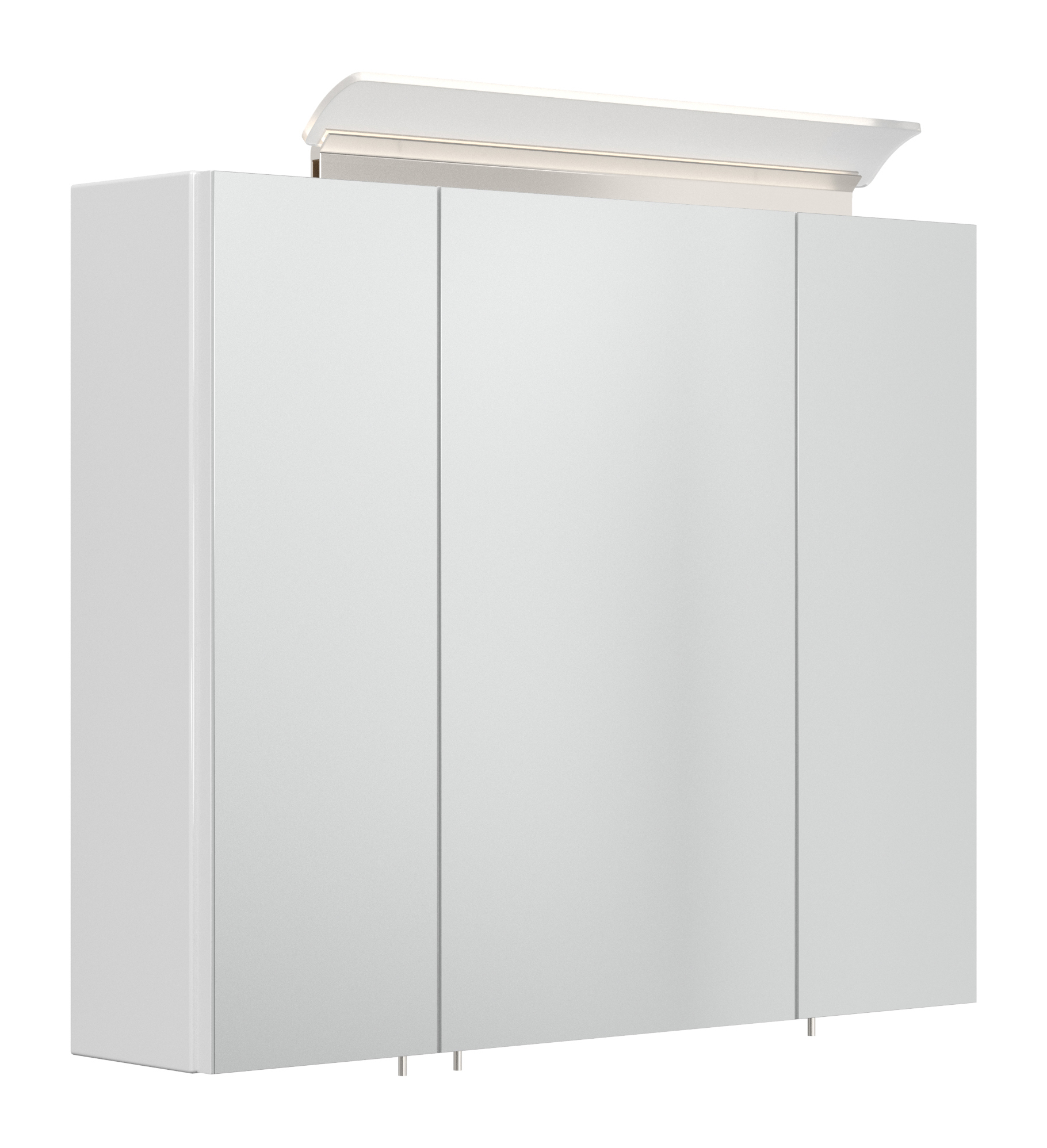 Spiegelschrank 75cm inkl. Design LED-Lampe und Glasböden weiss hochglanz