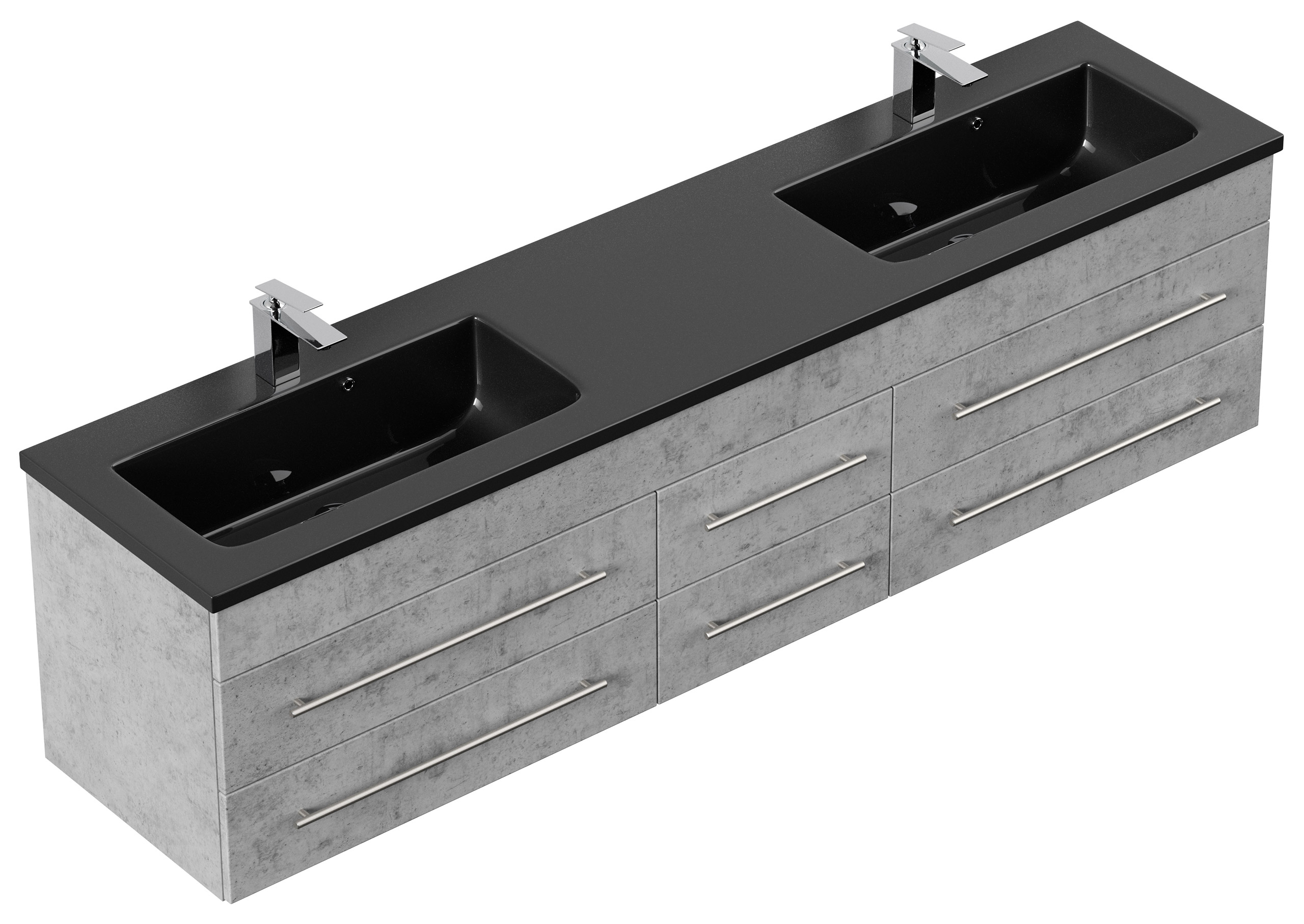 Badmöbel Compose 200 schwarzes Waschbecken SoftClose beton