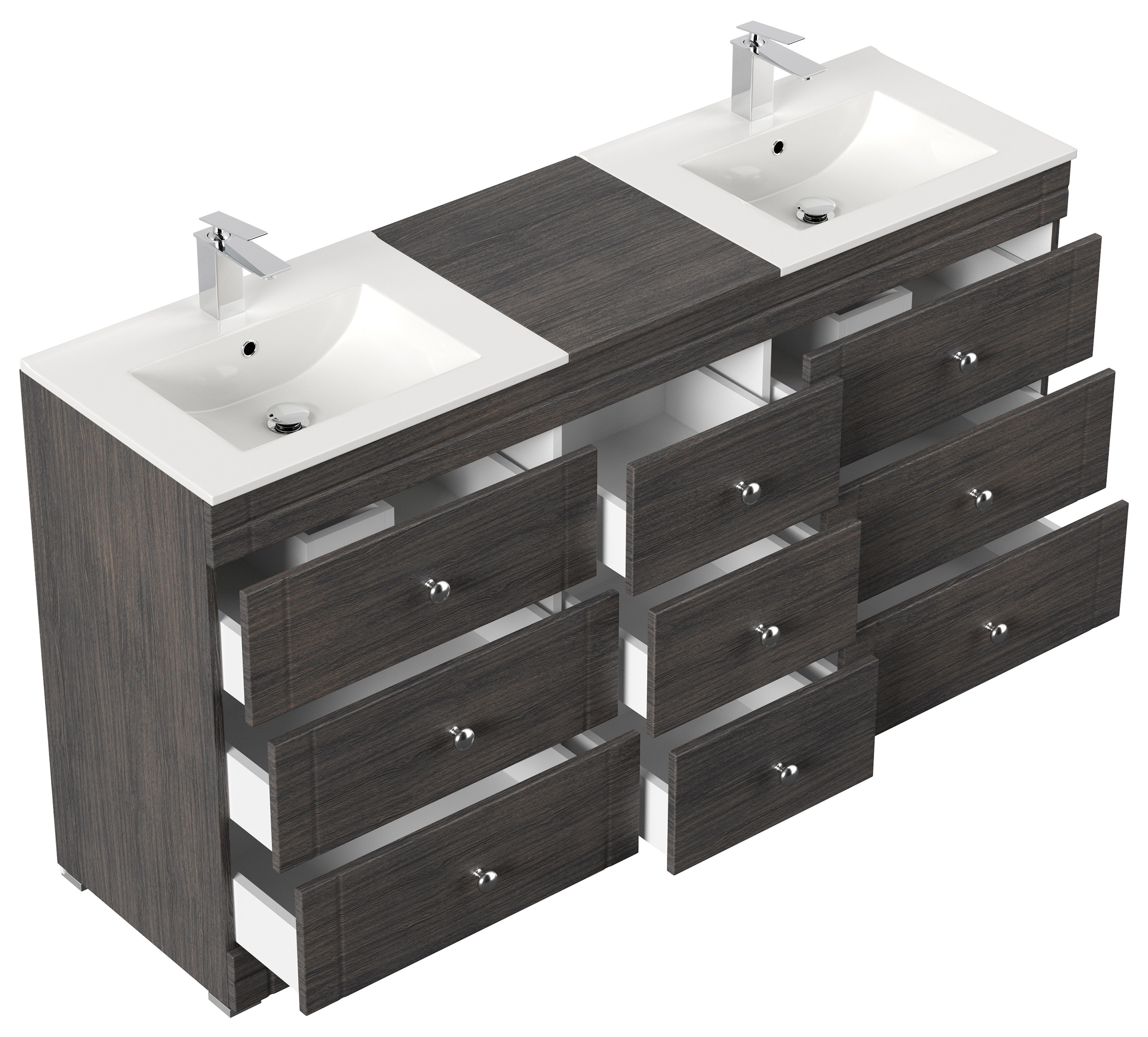 Stand Badmöbel Cosmo Klassik SoftClose anthrazit gemasert
