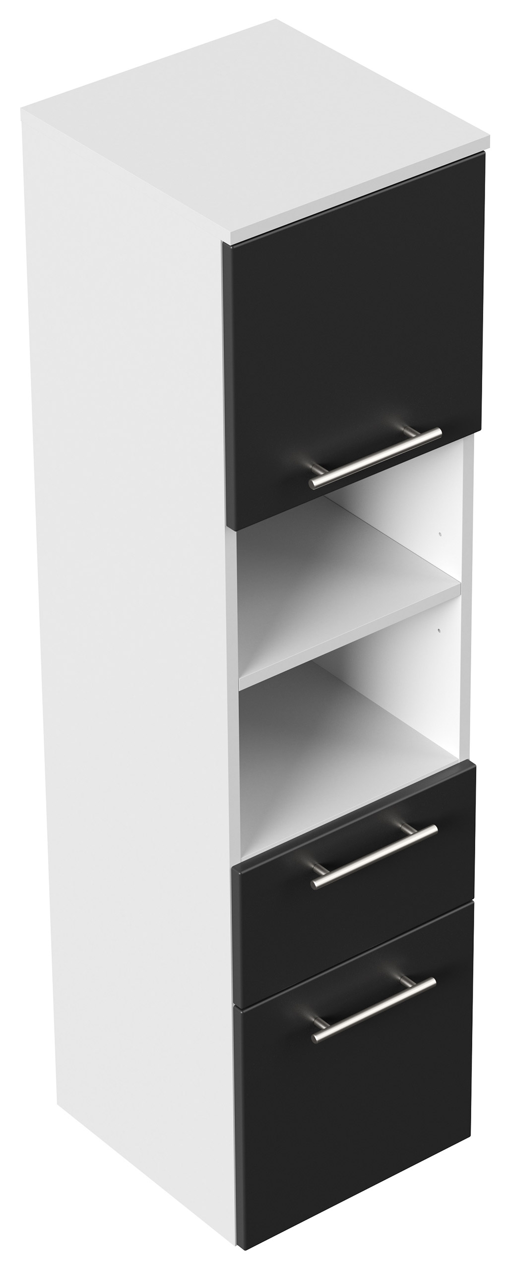 Hochschrank SANTINI 135cm weiss matt mit Fronten in schwarz