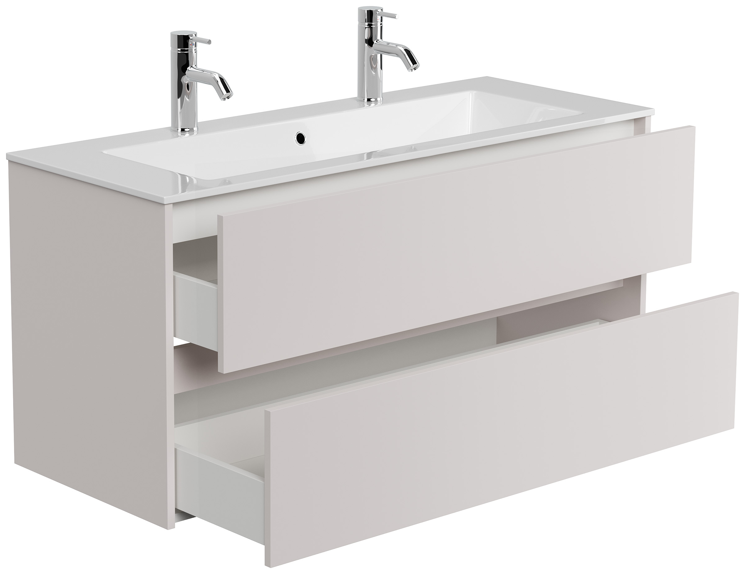 Doppelbadmöbel Taifun mit Waschtisch 120 cm 2 Greifraum SoftClose Auszüge eiche