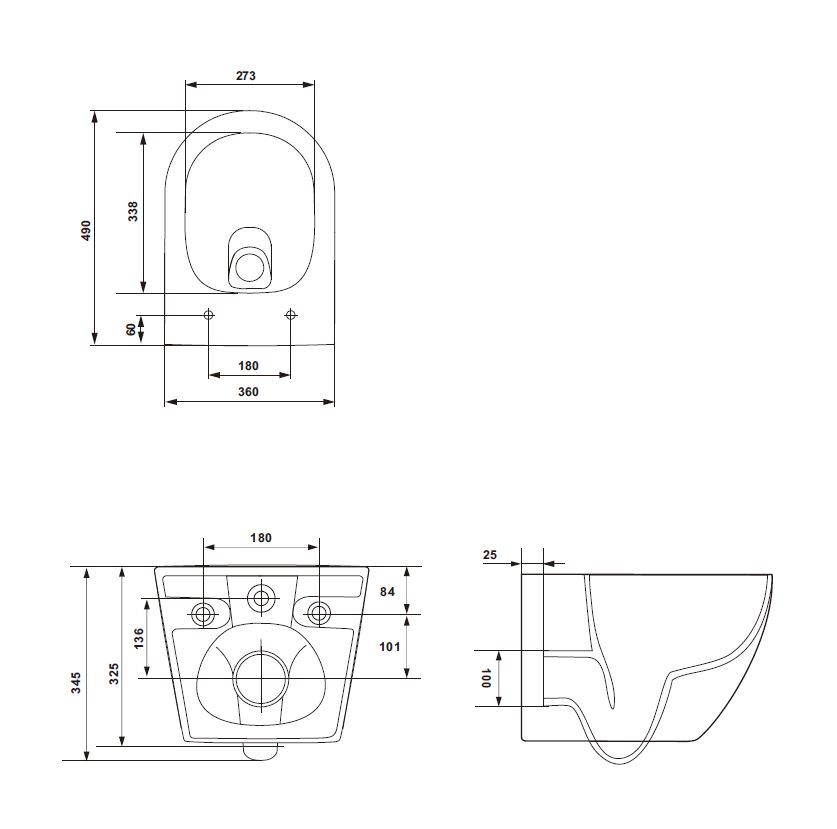 Wand-WC Komplettset DESSE mit WC-Sitz-Absenkenautomatik und Tornado-Spülung