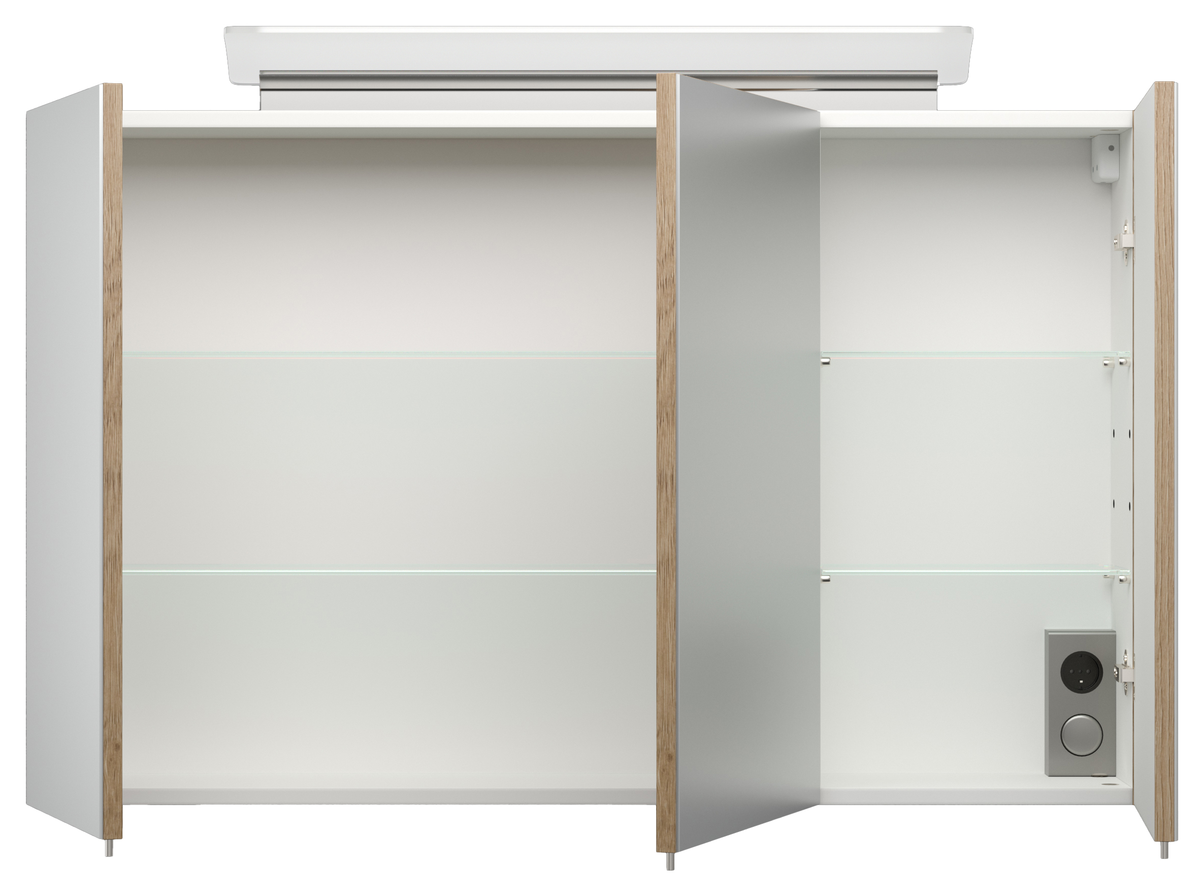 Badmöbel-Set Firenze 100 2 tlg. inkl. Spiegelschrank SoftClose eiche hell