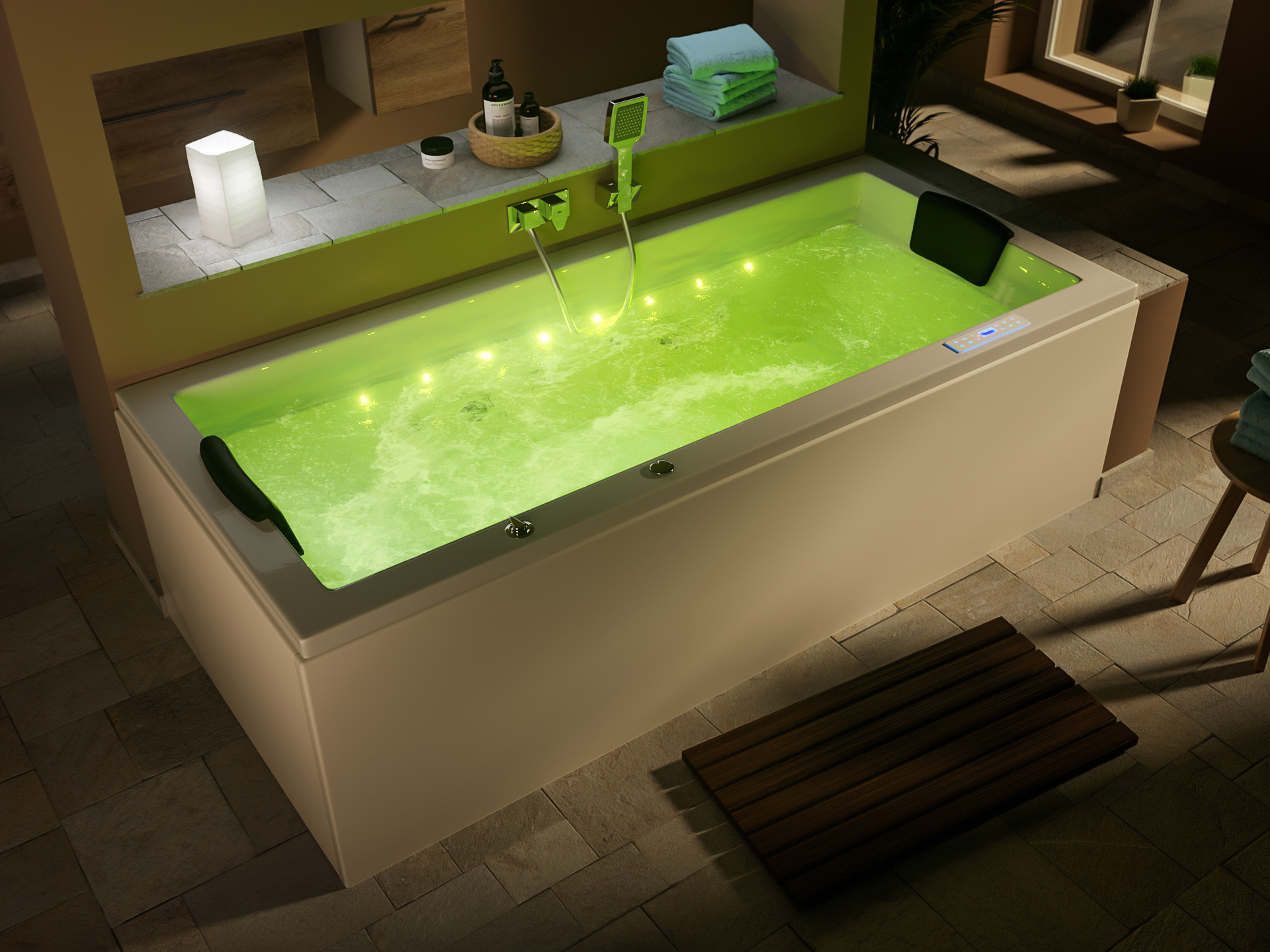 Whirlpool Omega Ultra 190x90 Made in Germany 80 Düsen & LED Befüllung Überlauf