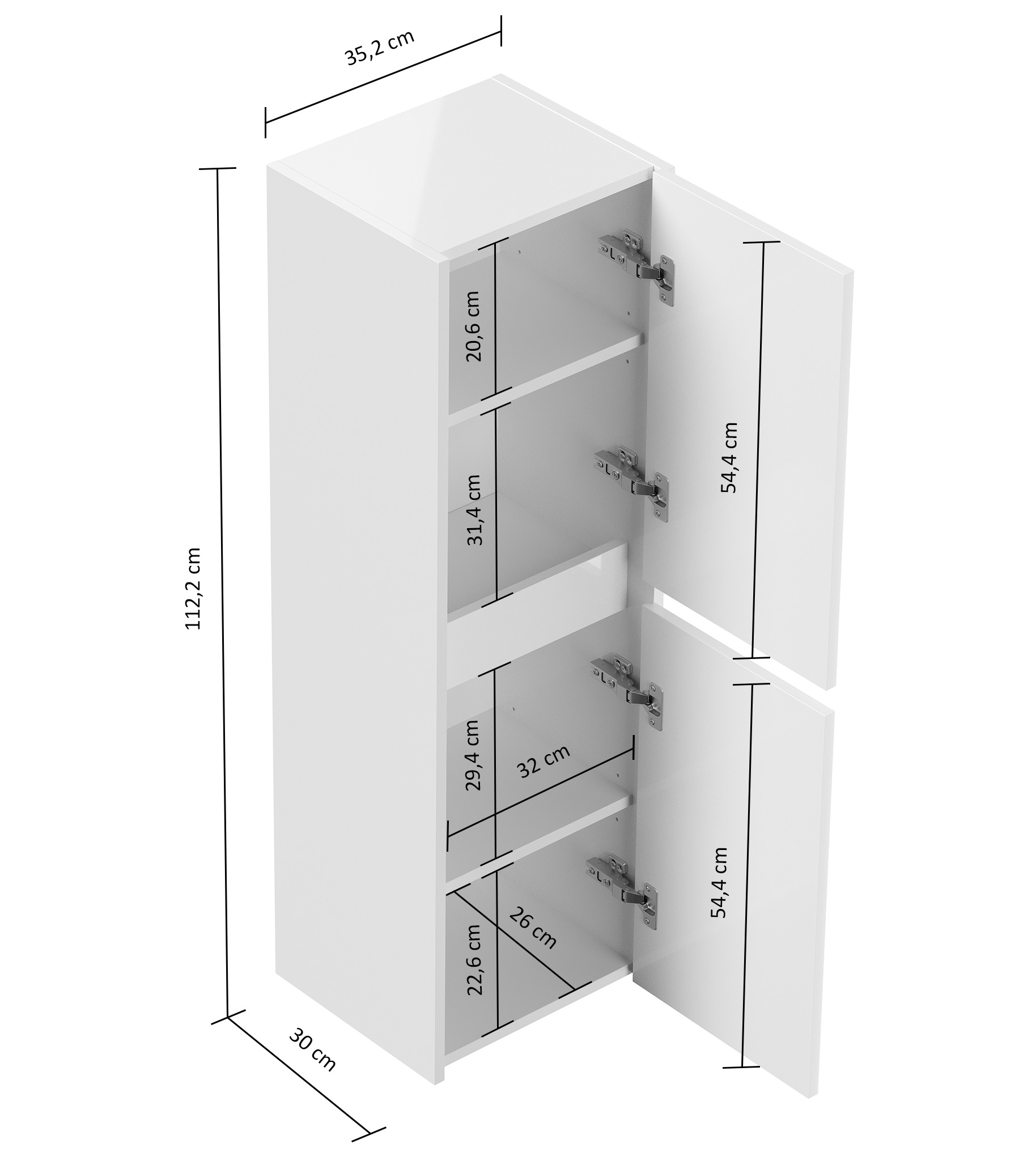 Badmöbelset Taifun 170cm 5tlg mit 2x Spiegelschrank & 2x Seitenschrank weiß Hgl