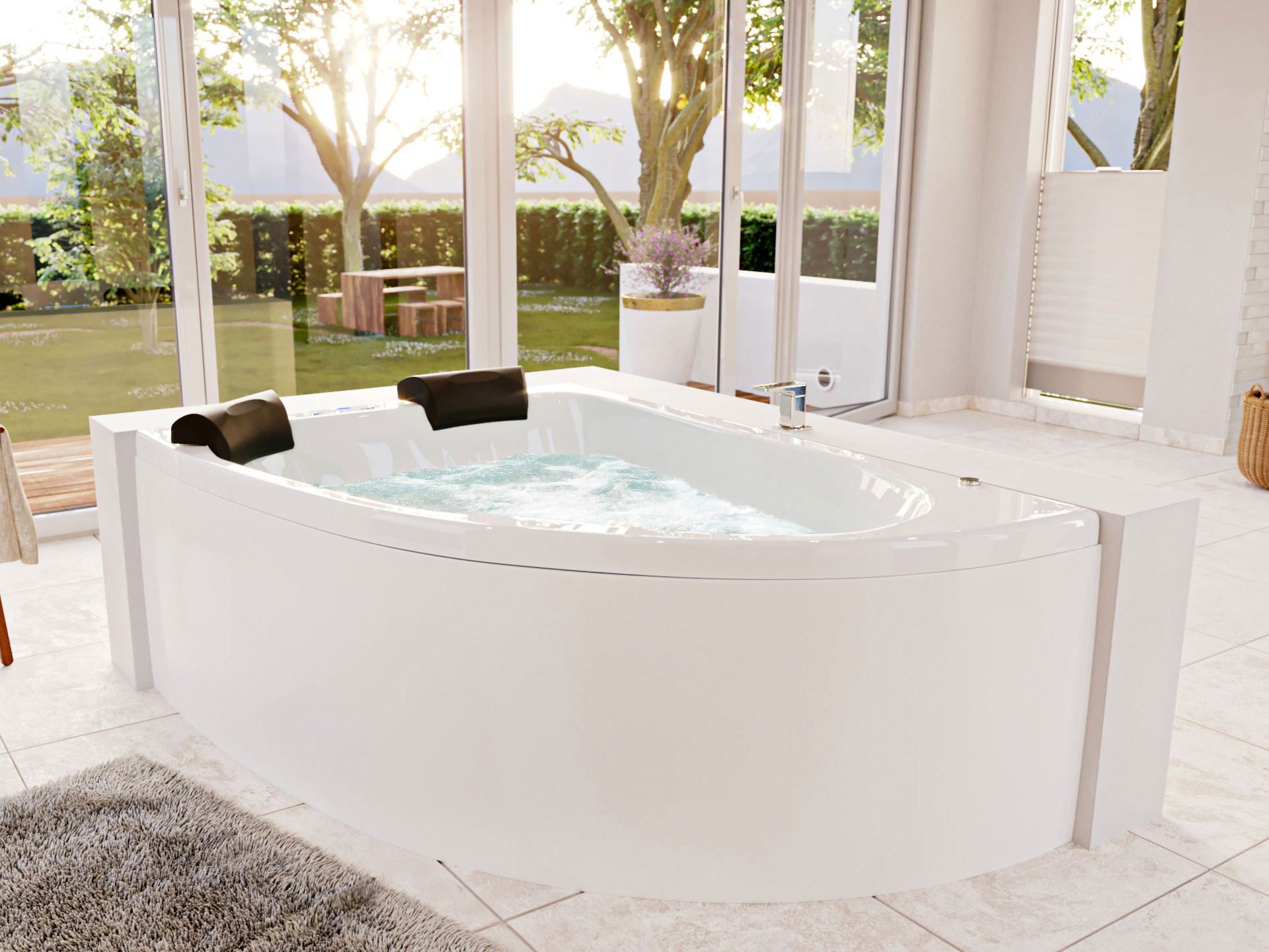 Eck Whirlpool Royal XL 180x130 links Made in Germany 21 Düsen Befüllung Überlauf