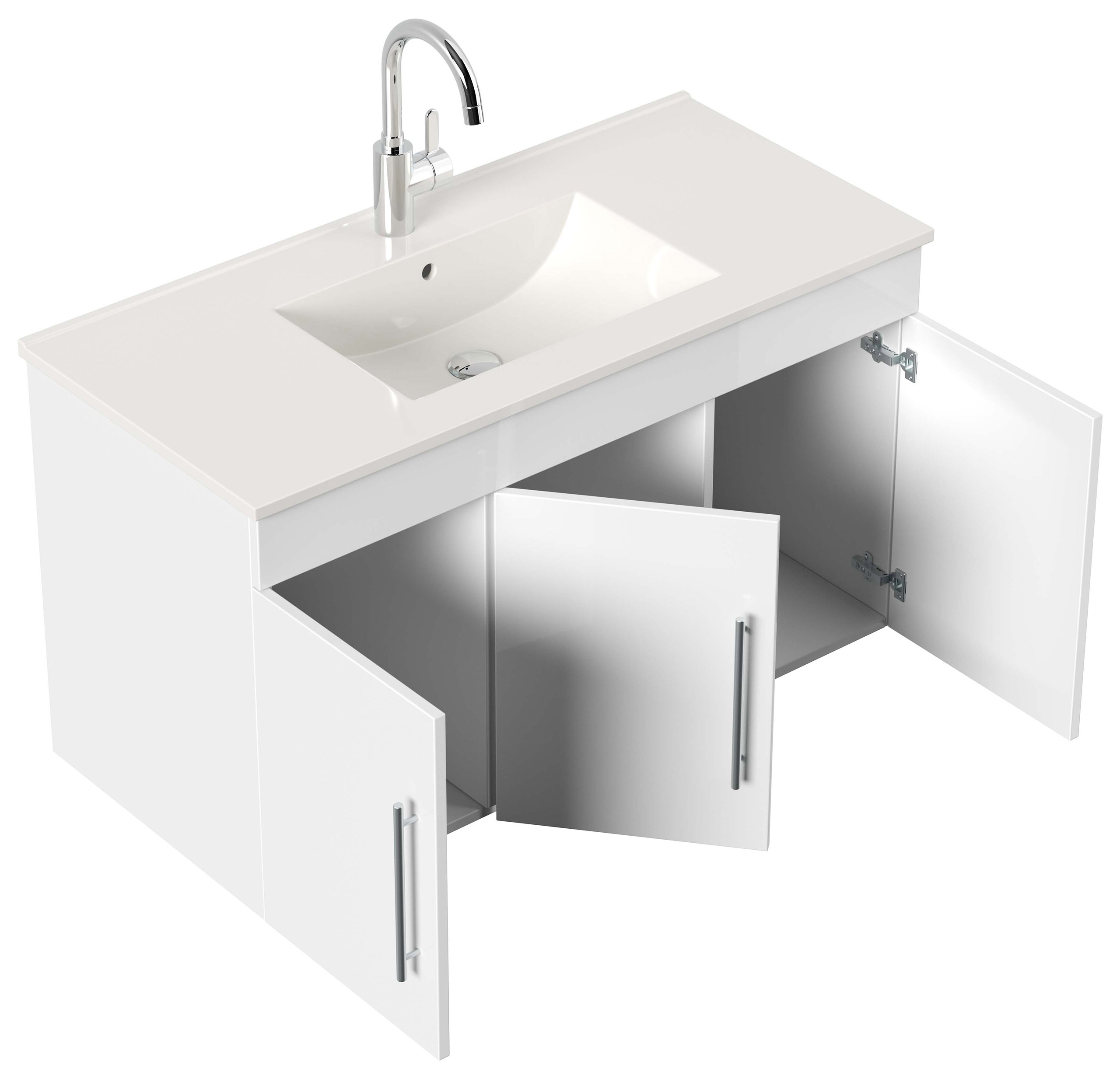 Badmöbel-Set Venezia 100 cm (4-teilig) SoftClose weiß hochglanz