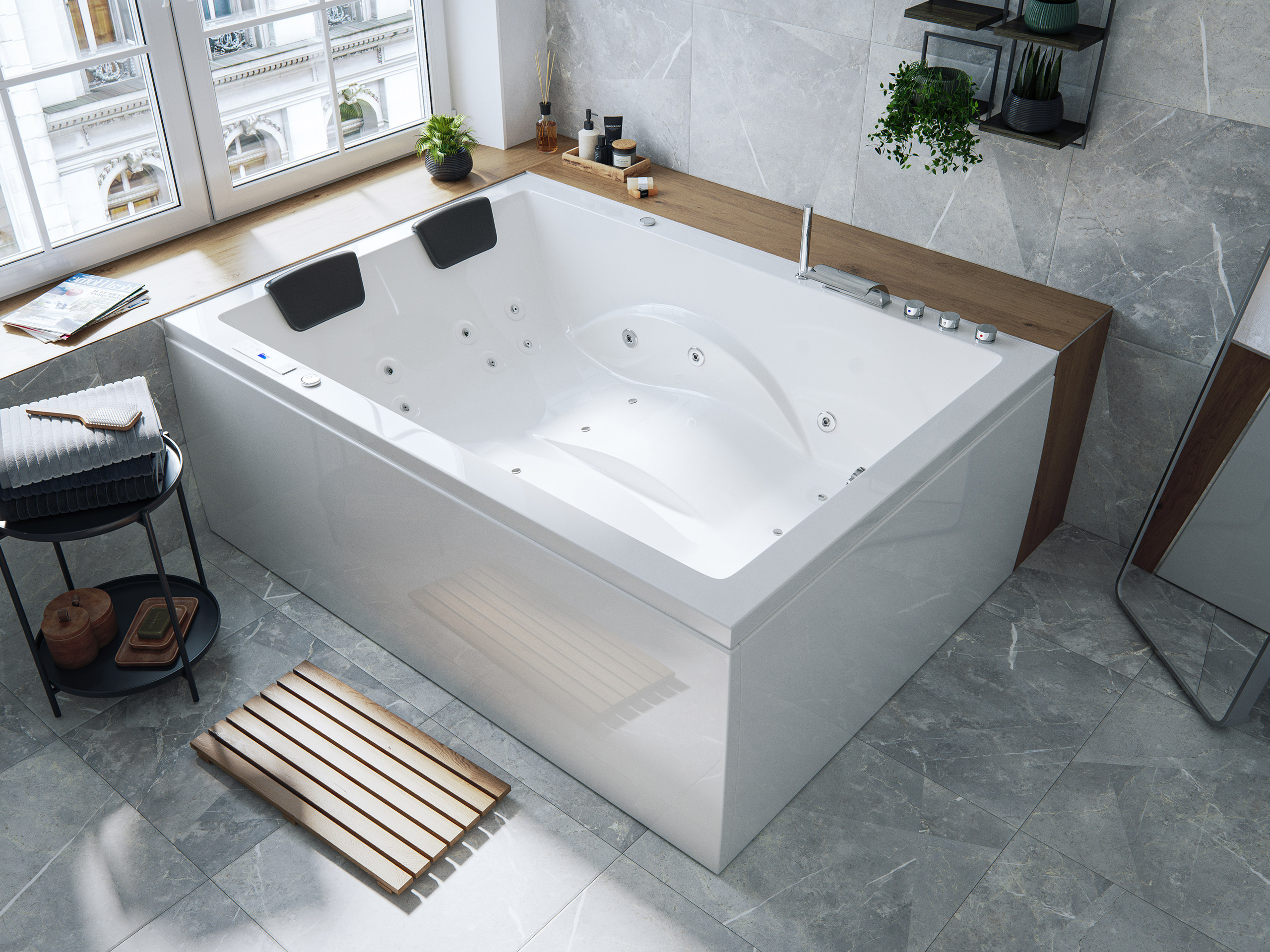 Whirlpool Andalusia 2 Pers. 180x130 links Made in Germany 24 Düsen mit Armatur