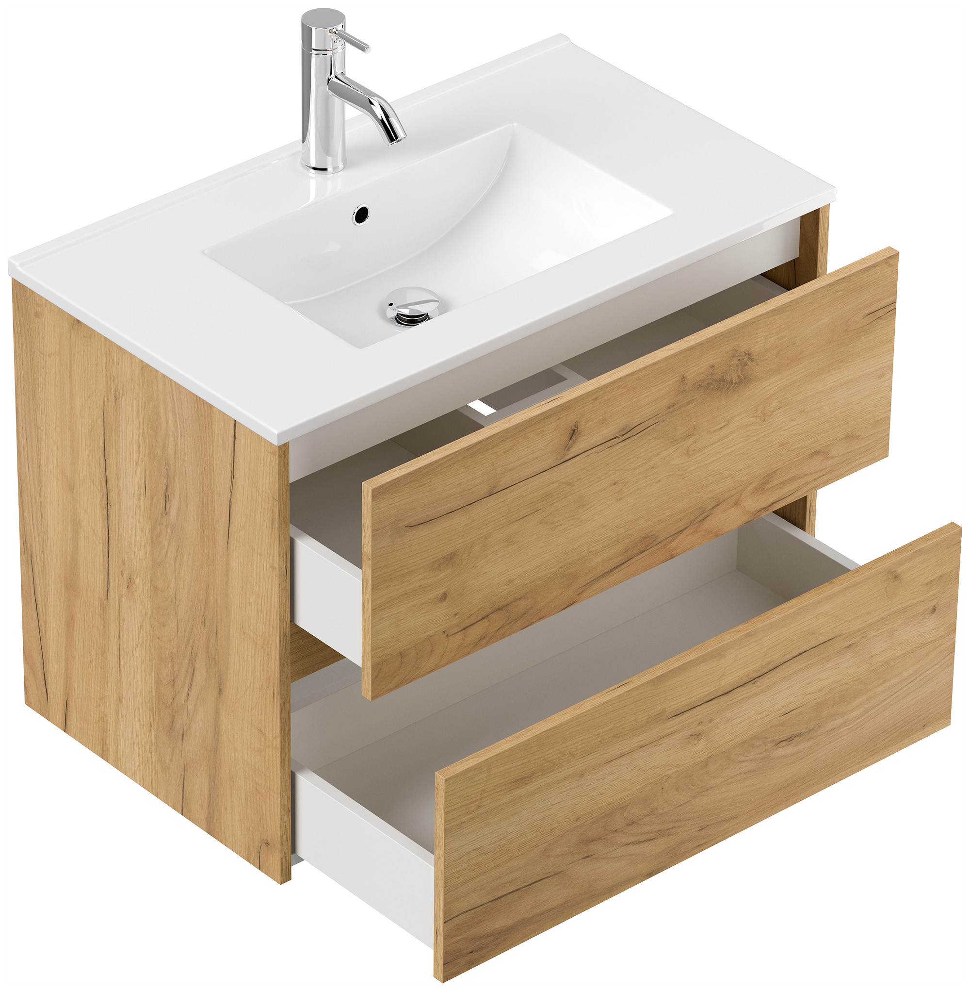 Badmöbelset Taifun 80cm 2tlg mit Spiegelschrank eiche gold