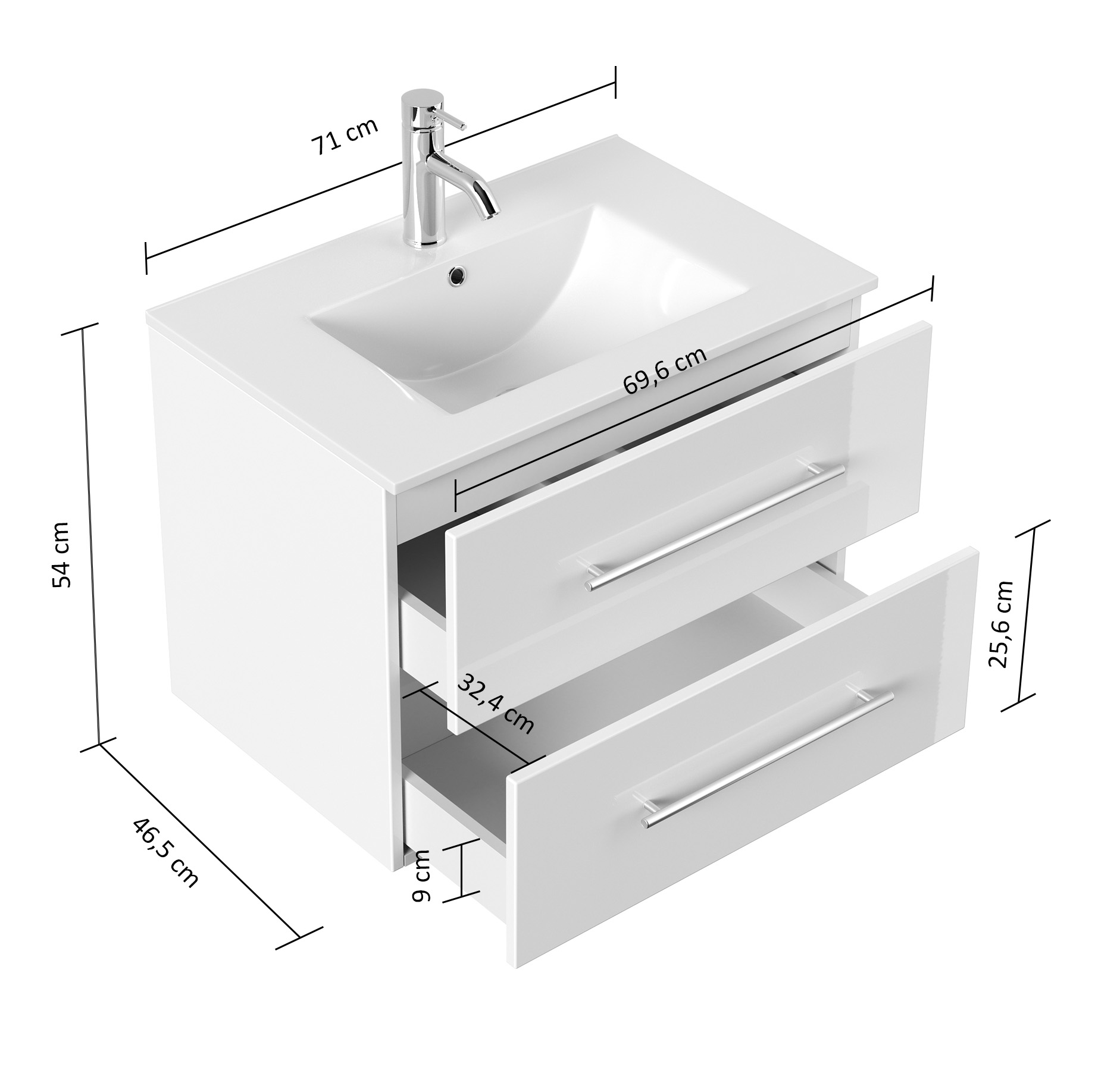 Badmöbel Set Firenze 70 2tlg. Spiegelschrank Softclose grafit