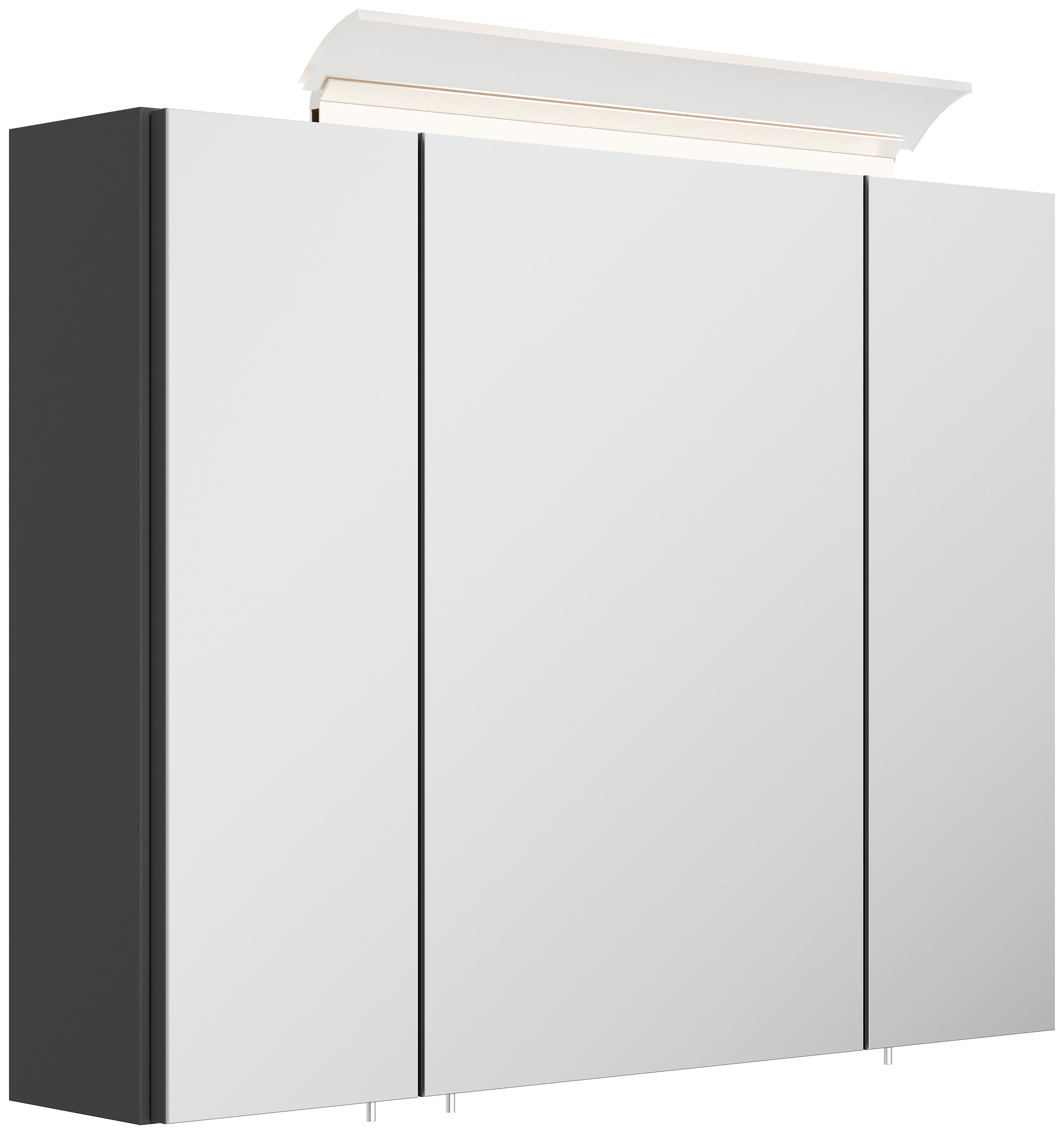 Spiegelschrank 80cm inkl. Design LED-Lampe und Glasböden grafit