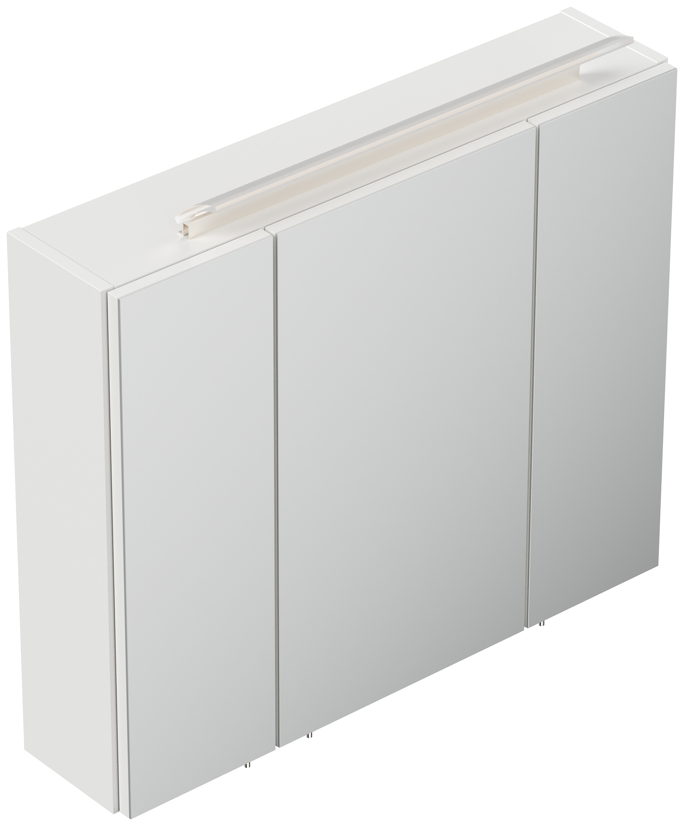 Spiegelschrank 75cm inkl. Design LED-Lampe und Glasböden weiss hochglanz