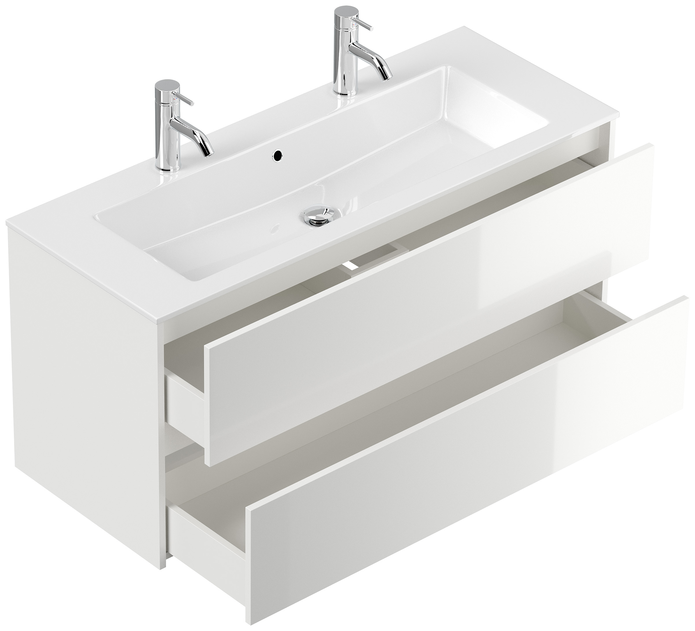 Doppelbadmöbel Taifun & Waschtisch 120 cm 2 Greif SoftClose weiß Hgl