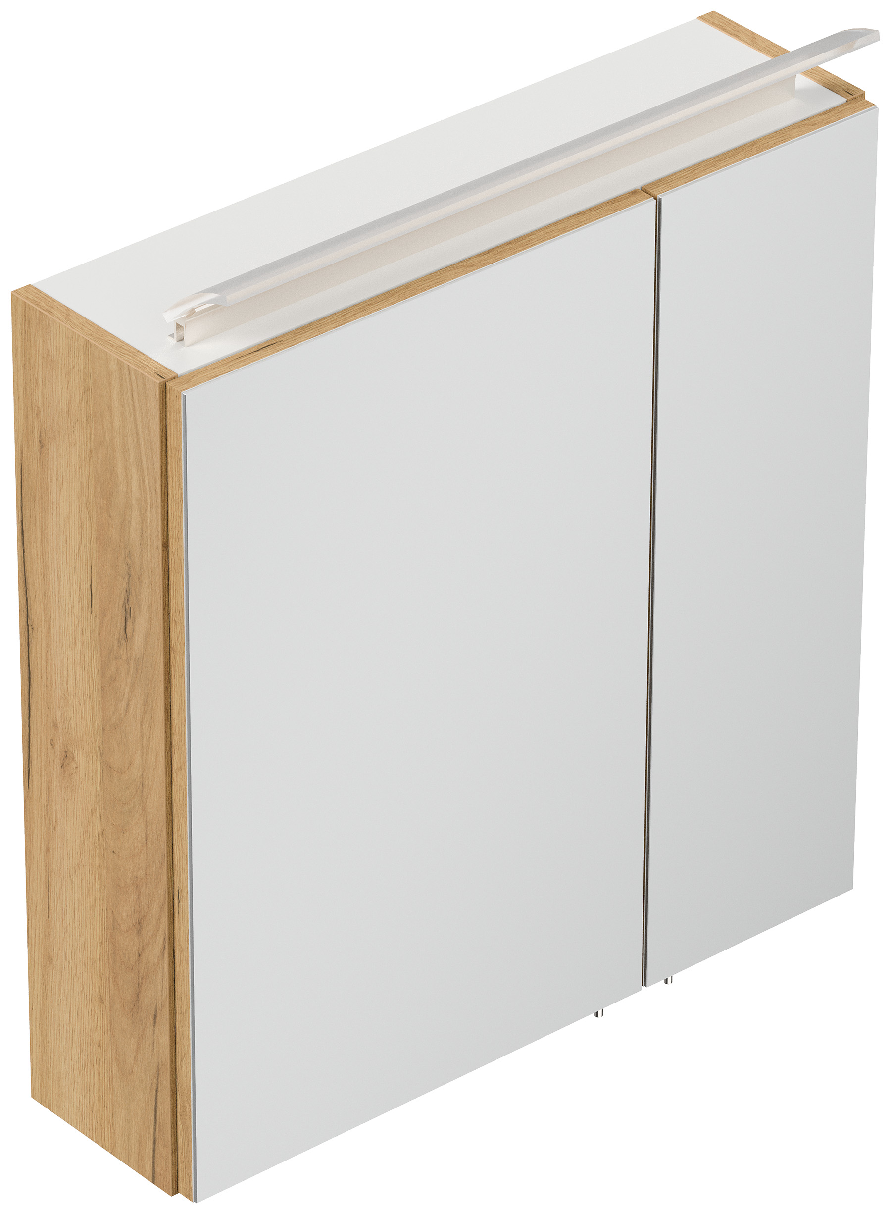 Spiegelschrank 60cm inkl. Design LED-Lampe und Glasböden eiche gold