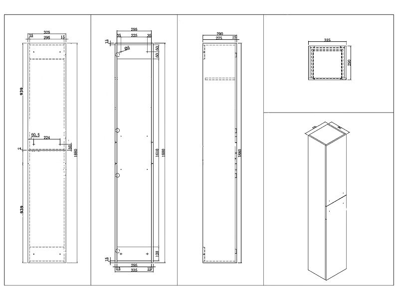 Hochschrank 188 cm anthrazit