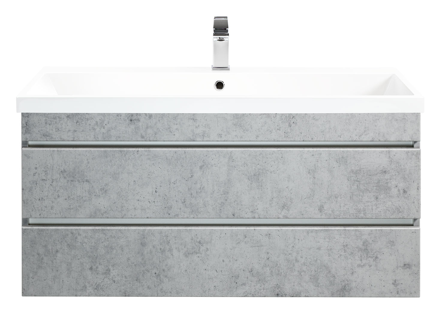 Badmöbel Via 100 SoftClose beton mit grifflosen Schubladen