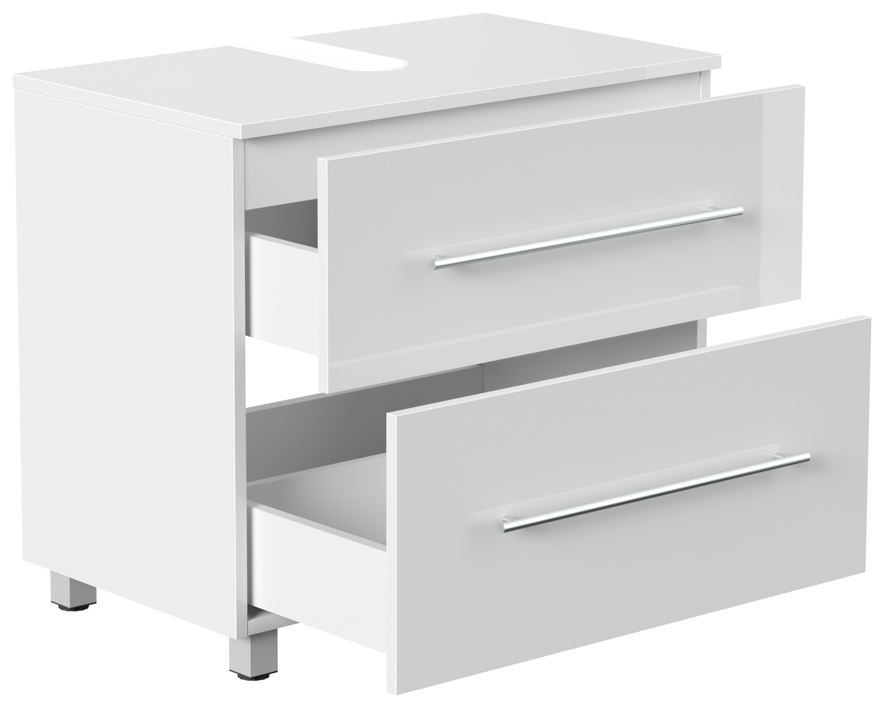 Universal Unterbau auf Standfüßen 70 cm SoftClose weiss hochglanz