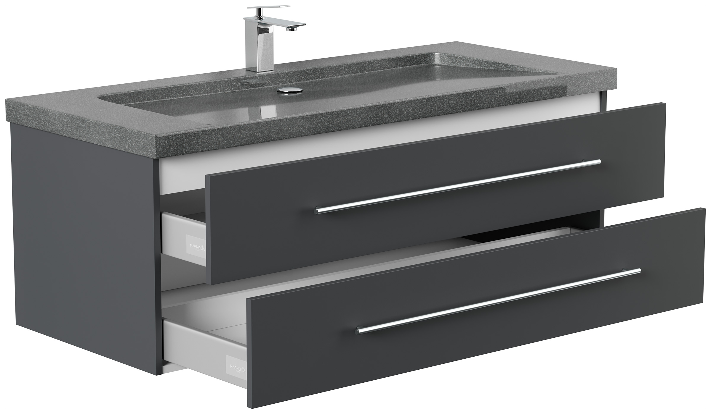 Badmöbel Granit G654 Damo 130 cm 1 Hahnloch SoftClose grafit