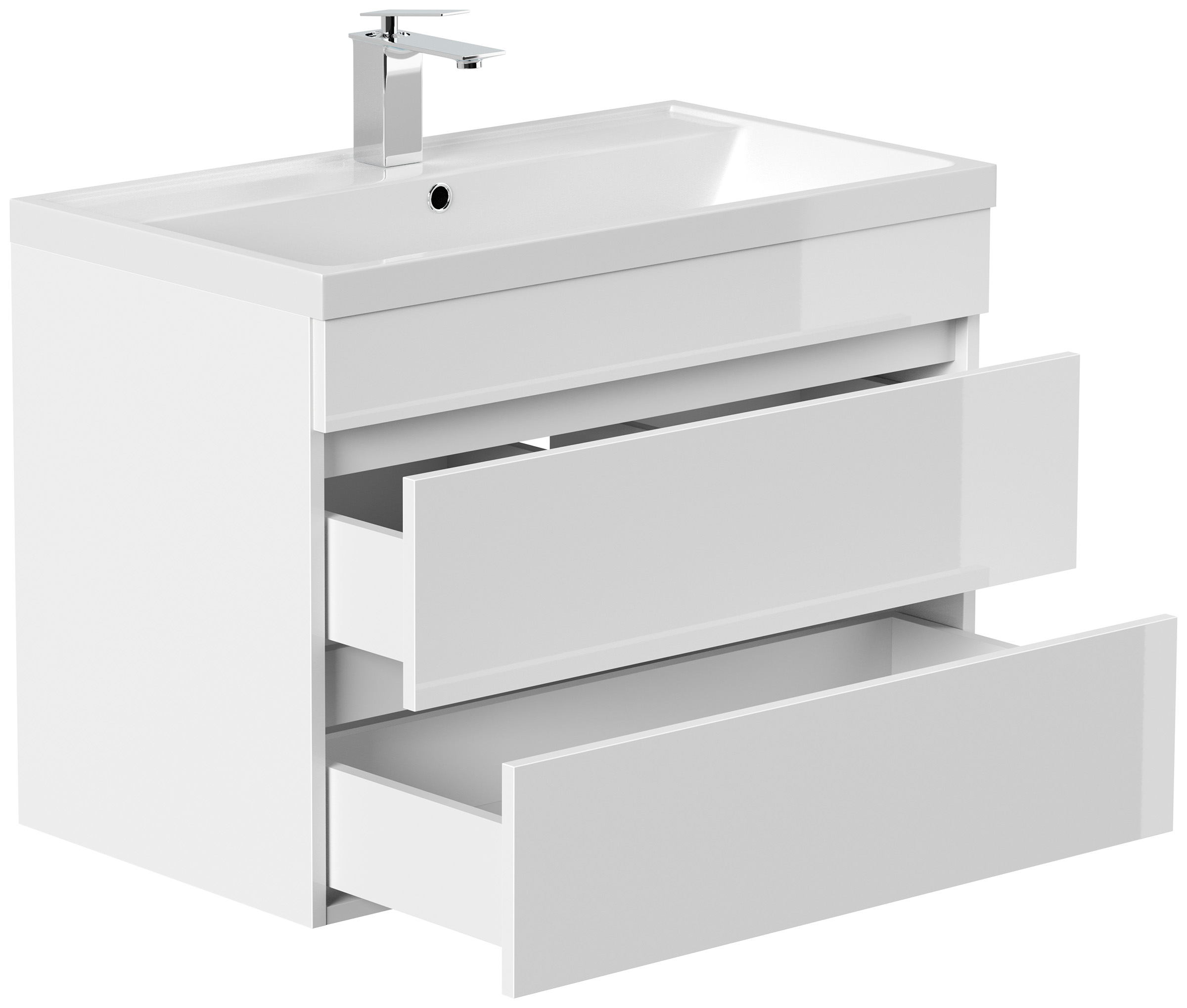 Badmöbel Via 80 SoftClose weiss hochglanz mit grifflosen Schubladen