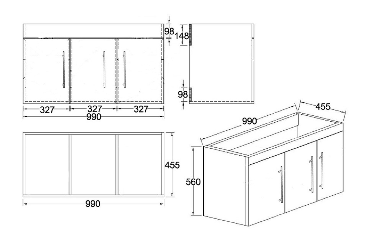 Badmöbel-Set Venezia 100 cm (5-teilig) SoftClose eiche hell 