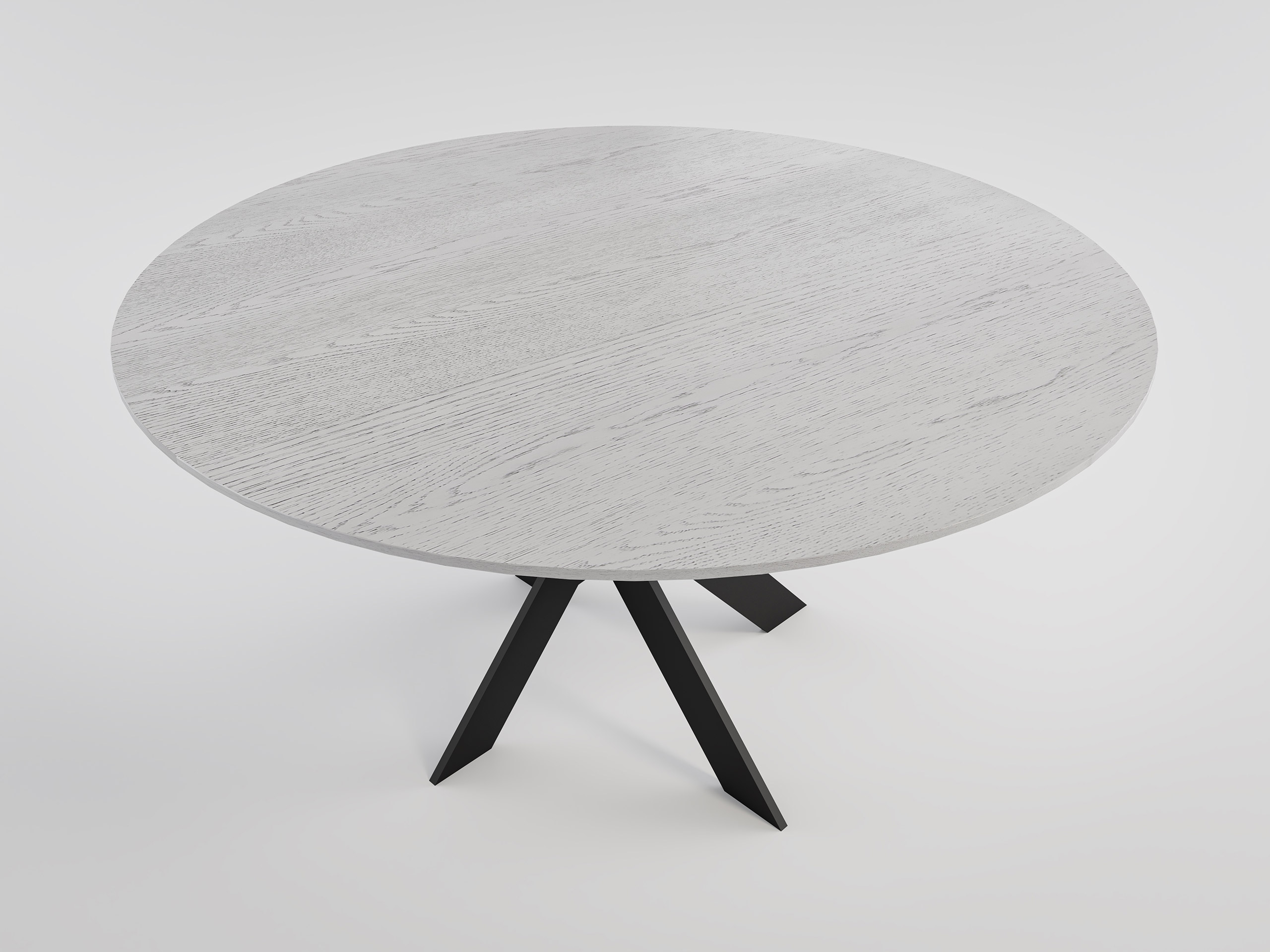 Esstisch LINUS 135x135cm Eiche Furnier lackiert schwarzes Kreuzgestell