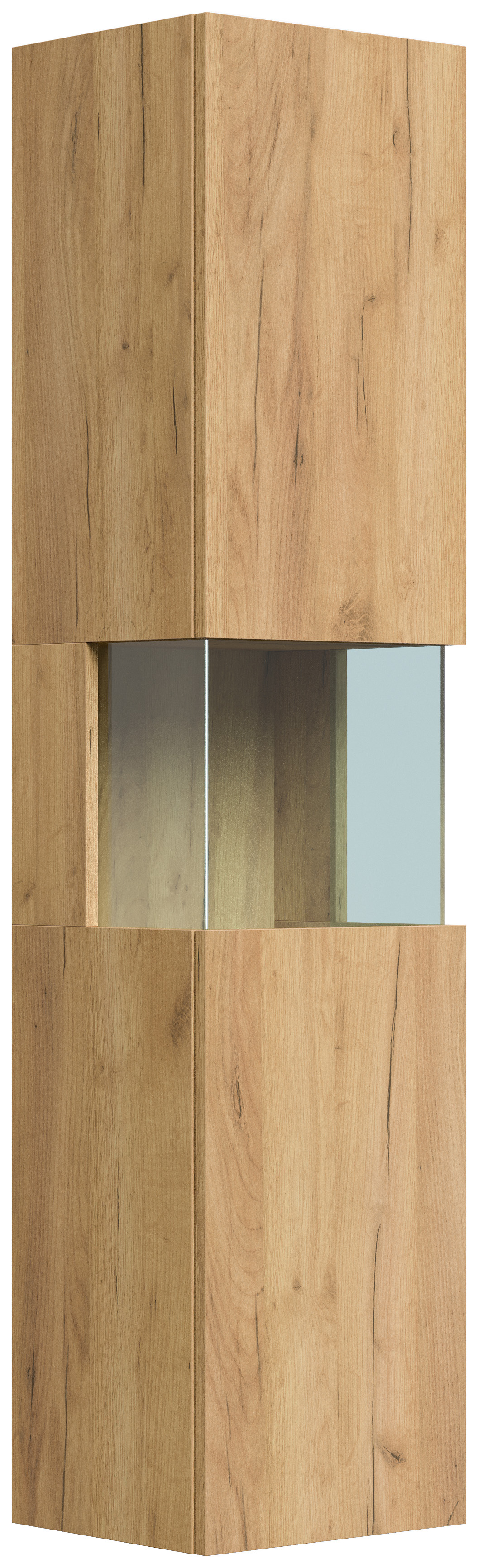 Design Badschrank Hochschrank 150cm  Softclose Taifun Glaselement eiche gold