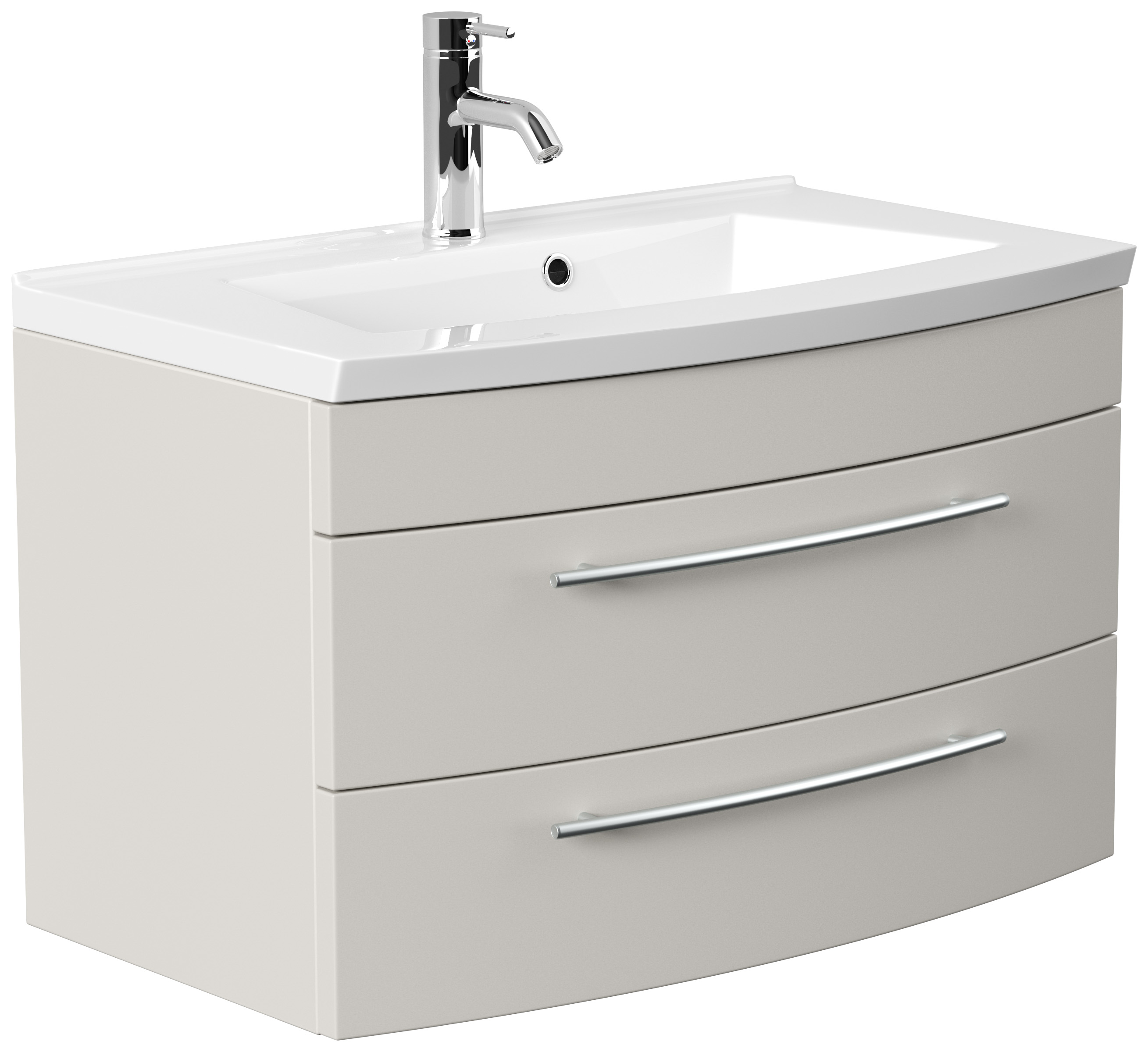 Badmöbel Bella 80 mit runder Front SoftClose lackiert kaschmir matt