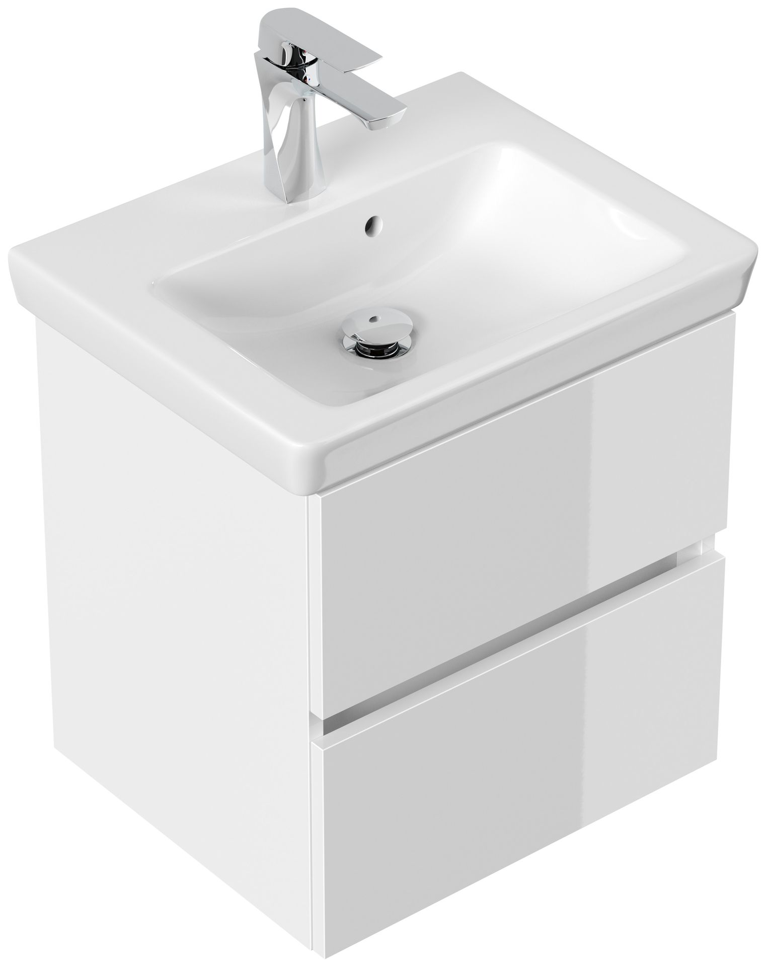 Badmöbel mit Villeroy & Boch Subway 2.0 Waschbecken 50 cm weiss hochglanz