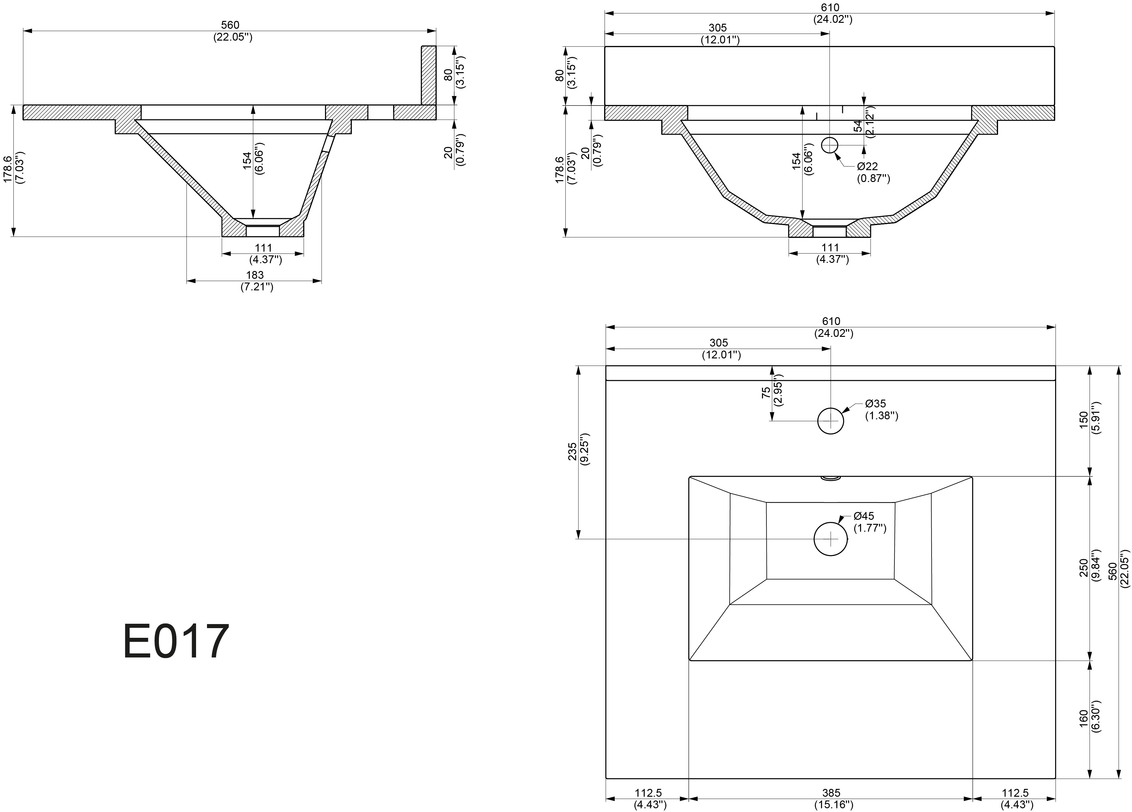 Landhaus Badmöbel-Set 2tlg Postigo 60 Quarz Carrara montiert grau lackiert 