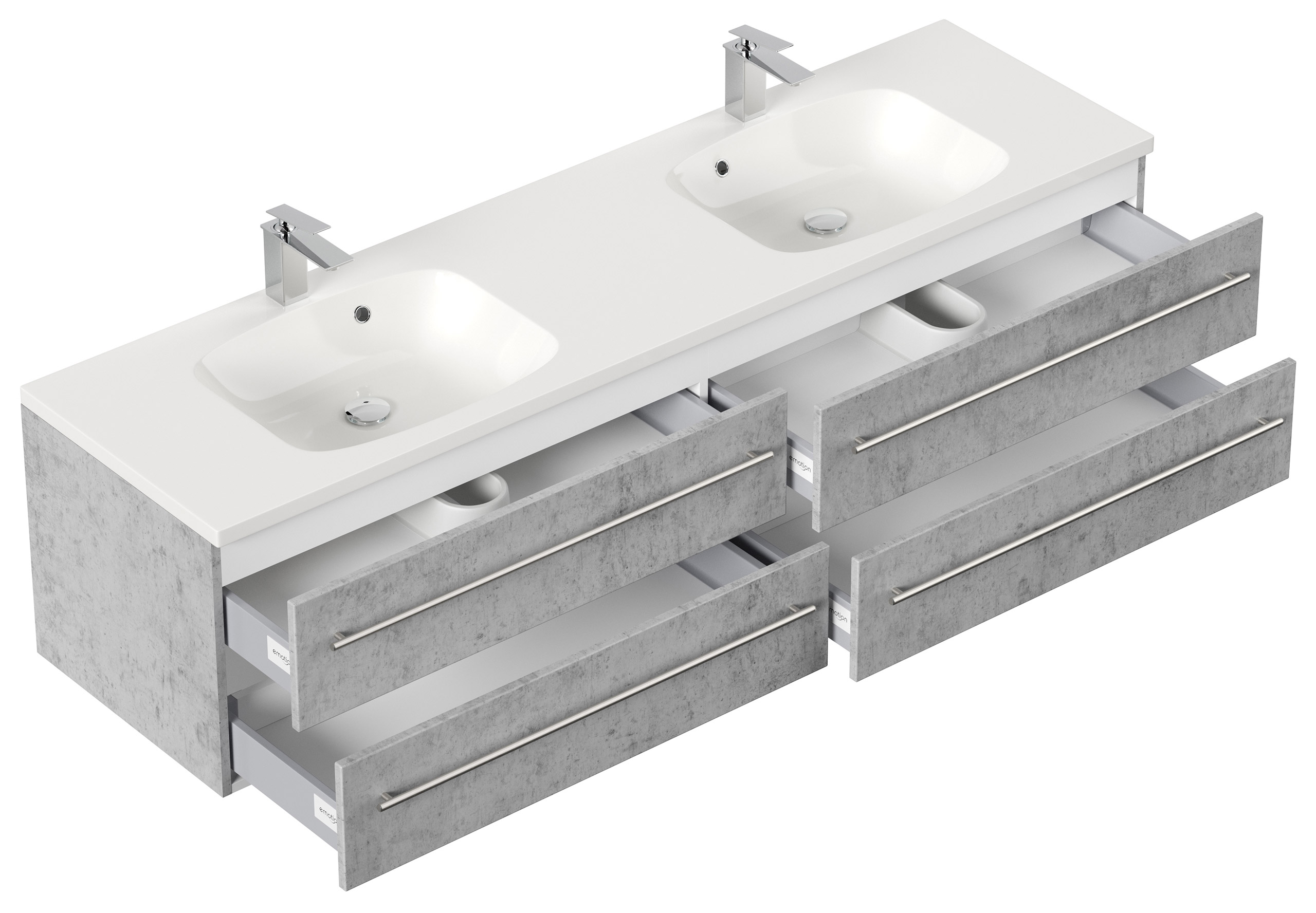 Badmöbelset Colossos 180 4-teilig m. LED-Spiegel SoftClose beton