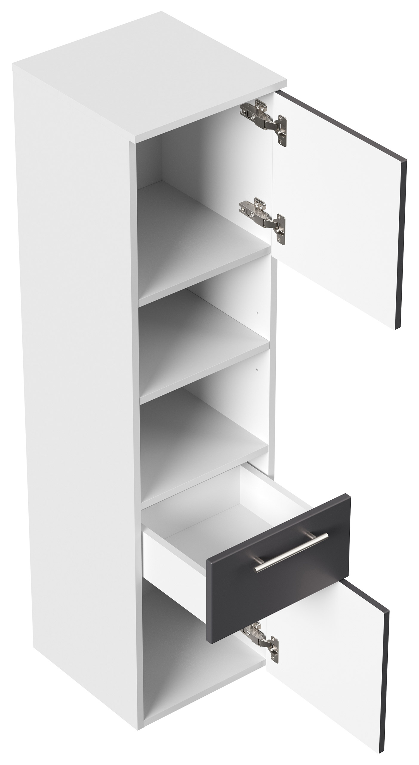Hochschrank SANTINI 135cm weiss matt mit Fronten in anthrazit