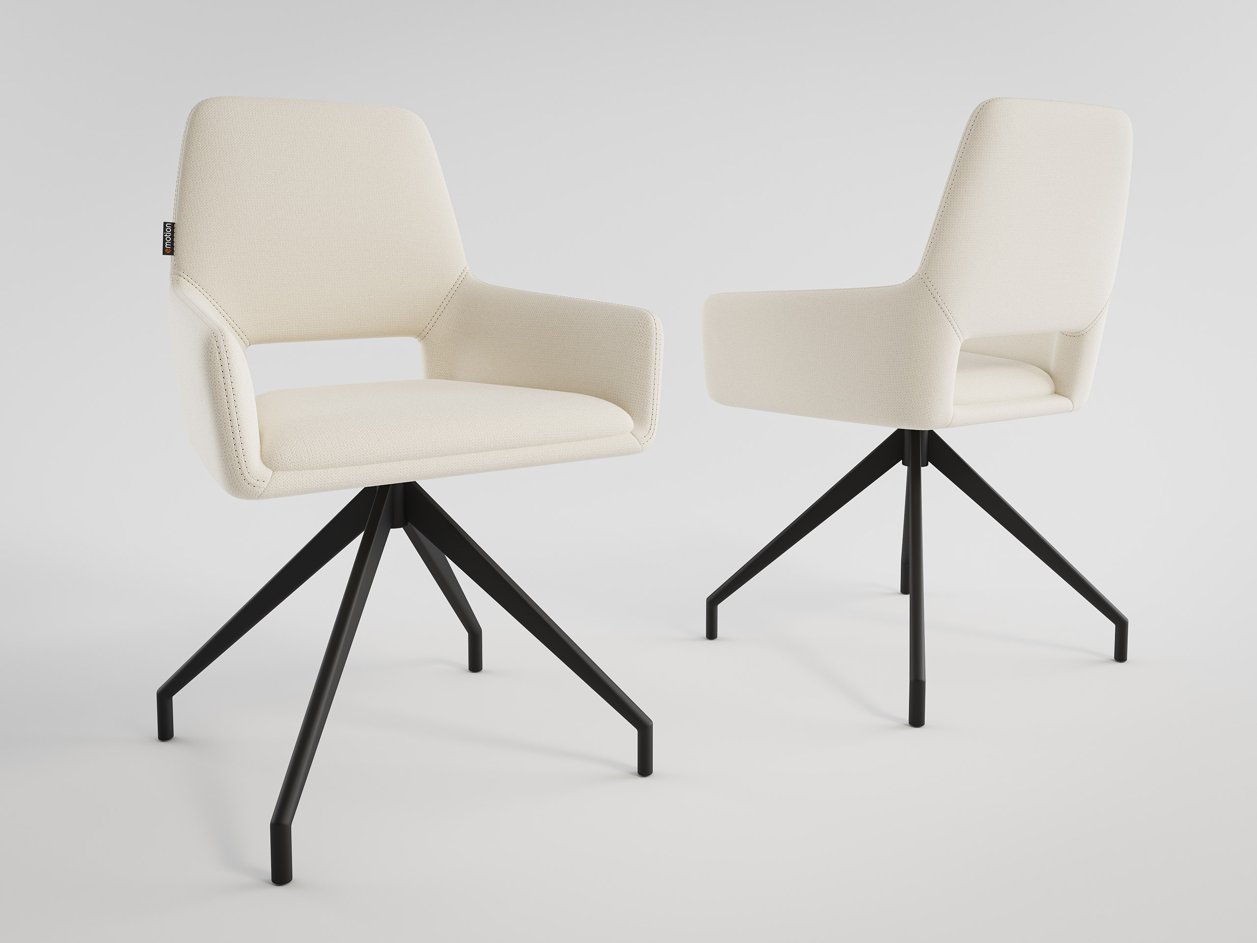 Esstisch mit 6 Stühlen Stoffbezug beige ELLEN 180 Eiche Furnier weiß lackiert
